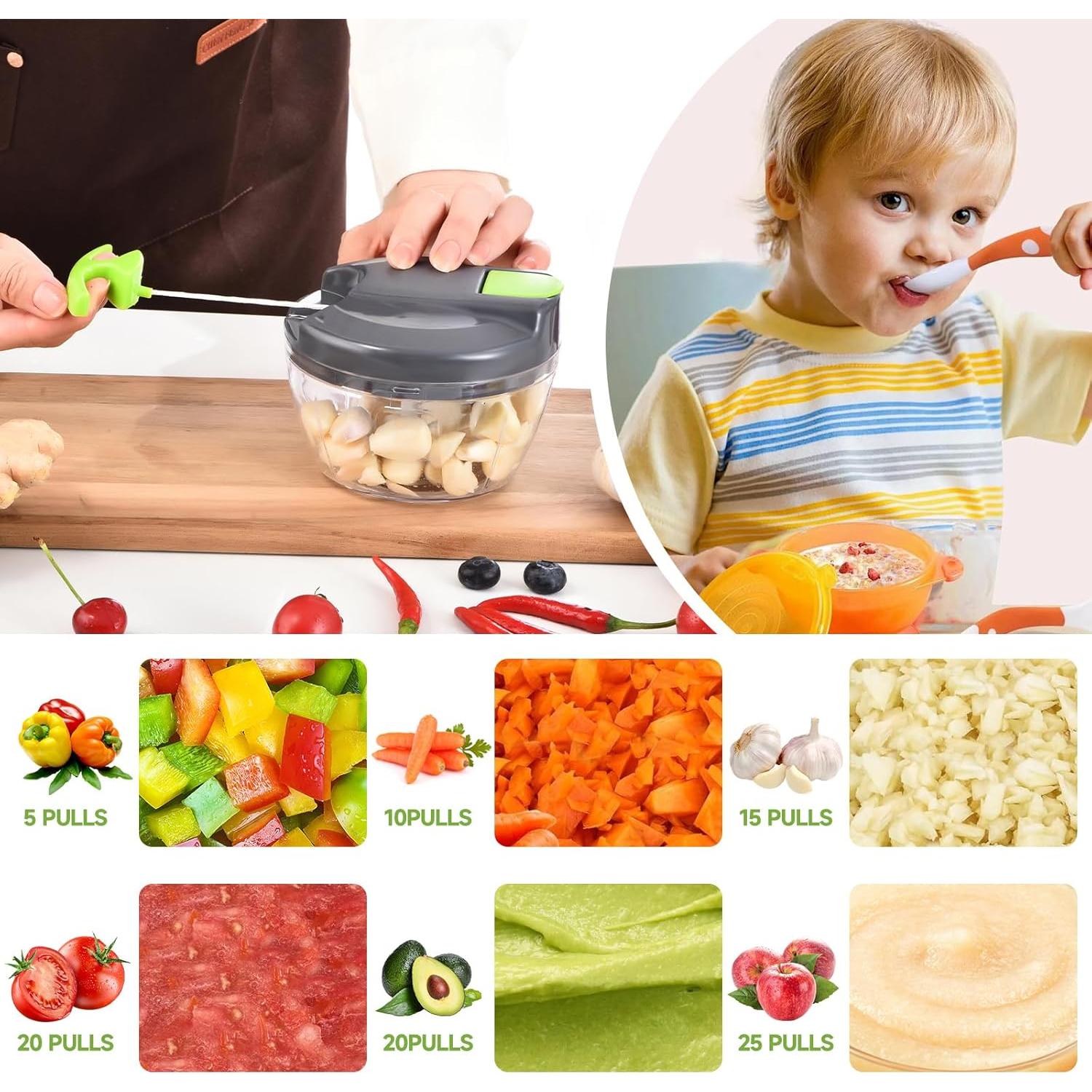 Picador de Verduras Manual Ziweaye 500ml Verde Claro