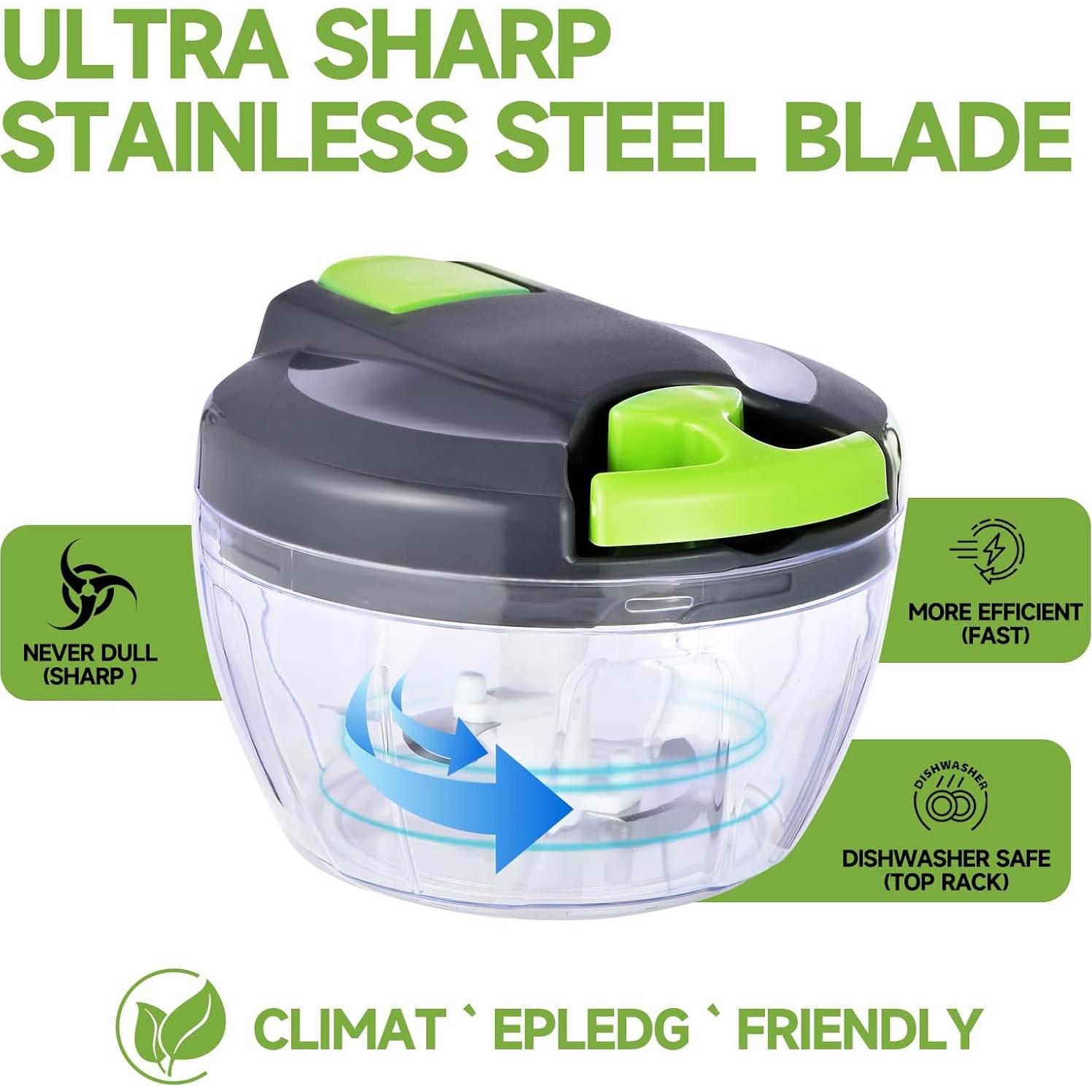 Picador de Verduras Manual Ziweaye 500ml Verde Claro