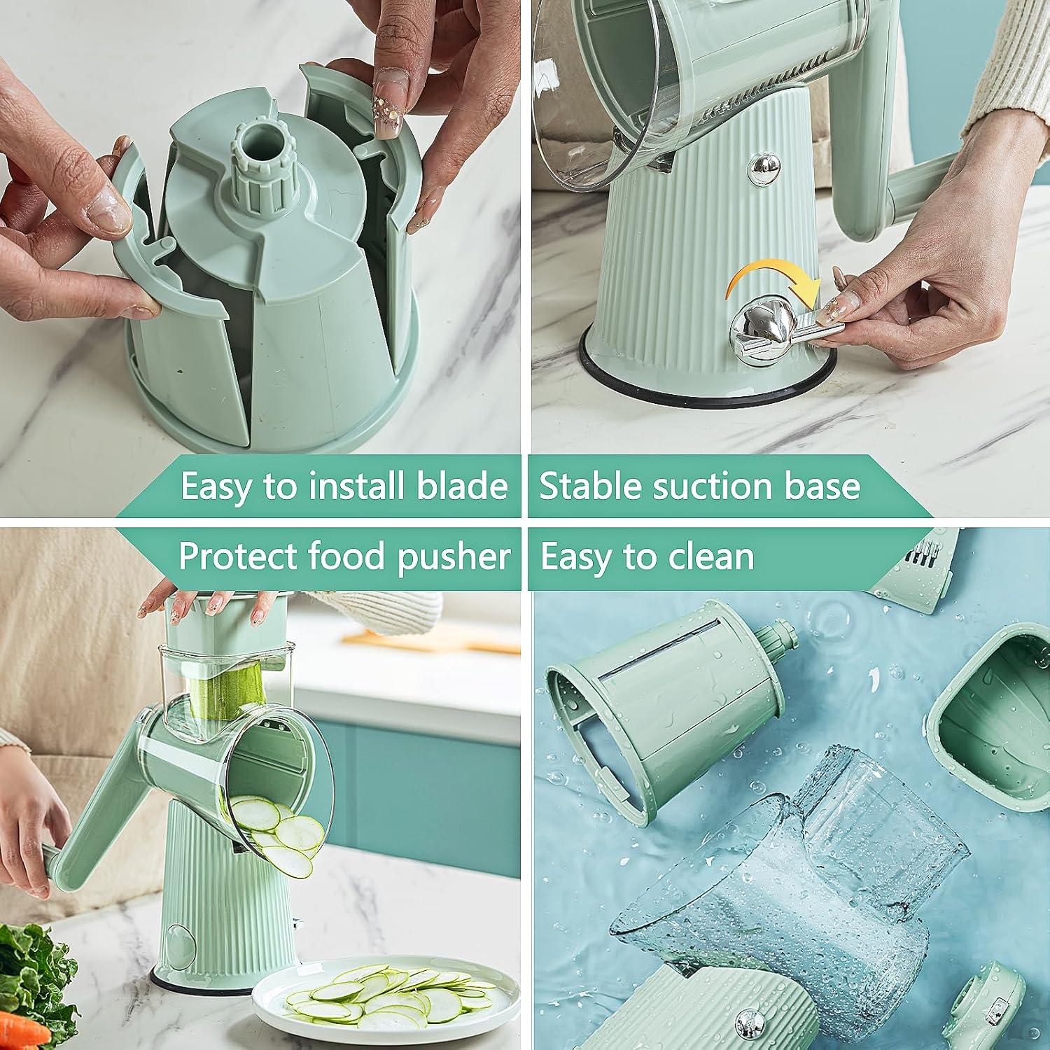 Rallador de Queso Rotatorio PDAENLKY 5 en 1 Verde