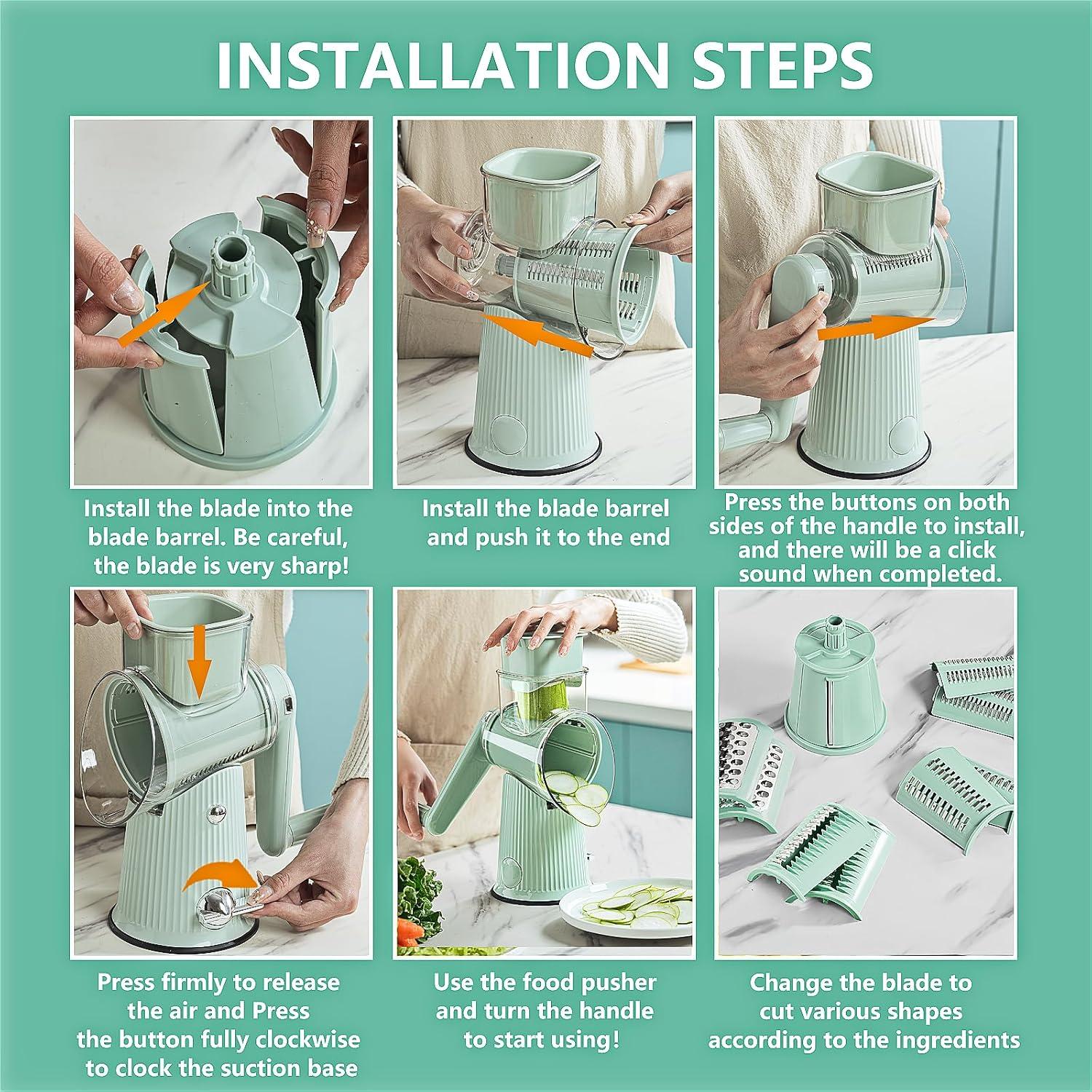 Rallador de Queso Rotatorio PDAENLKY 5 en 1 Verde