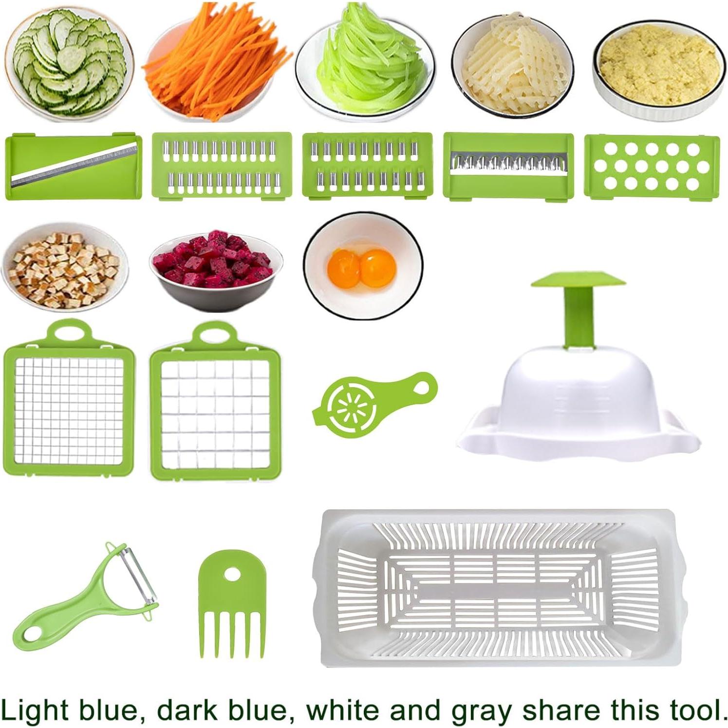 Picador de Verduras Plutuus 14-en-1 con Contenedor 1.5L