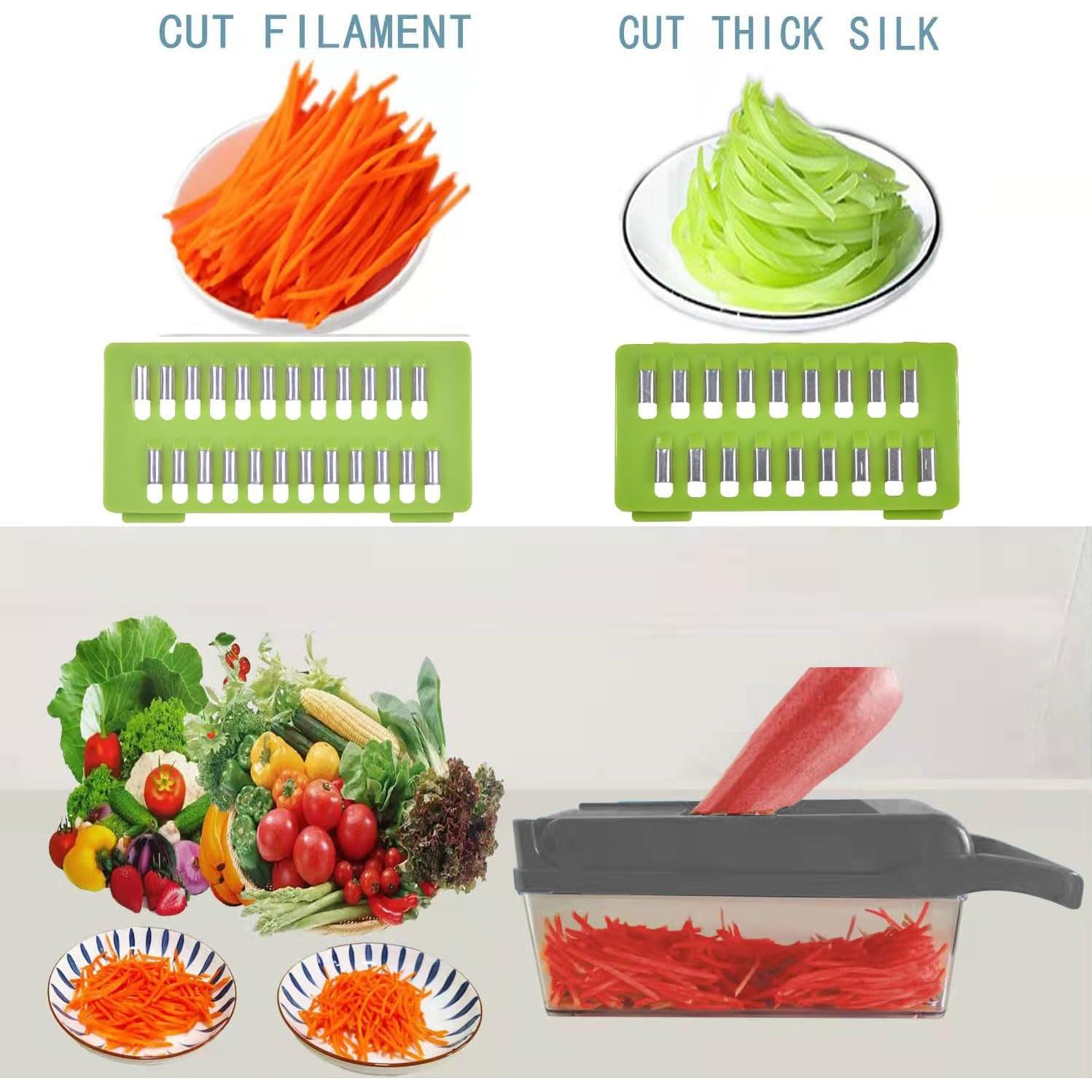 Picador de Verduras Plutuus 14-en-1 con Contenedor 1.5L