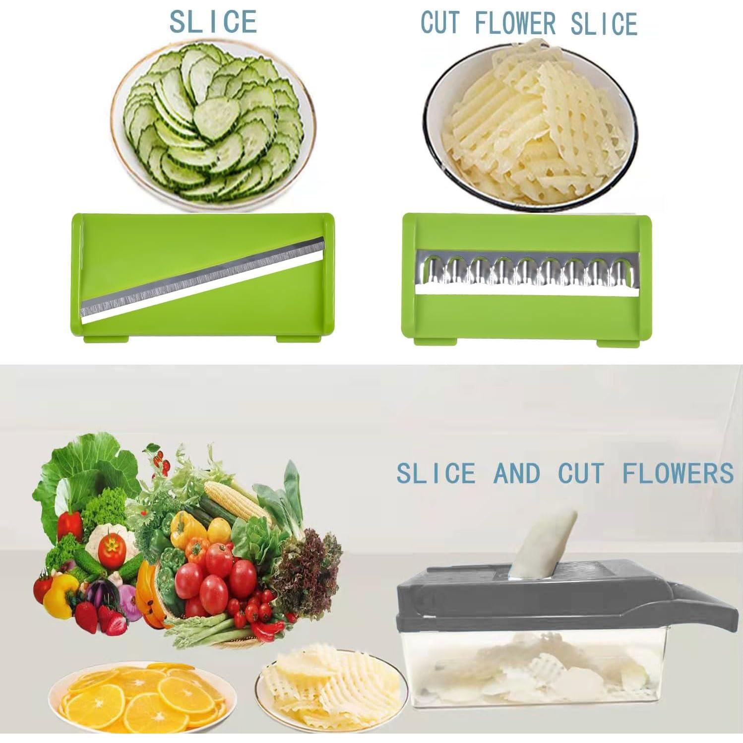 Picador de Verduras Plutuus 14-en-1 con Contenedor 1.5L