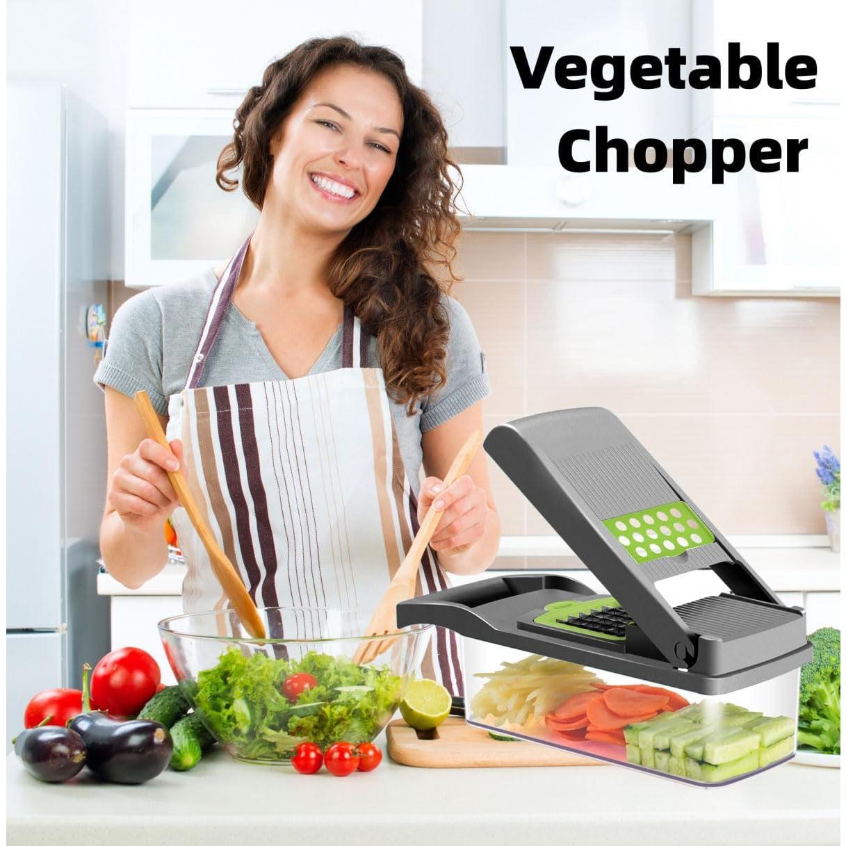 Picador de Verduras Plutuus 14-en-1 con Contenedor 1.5L