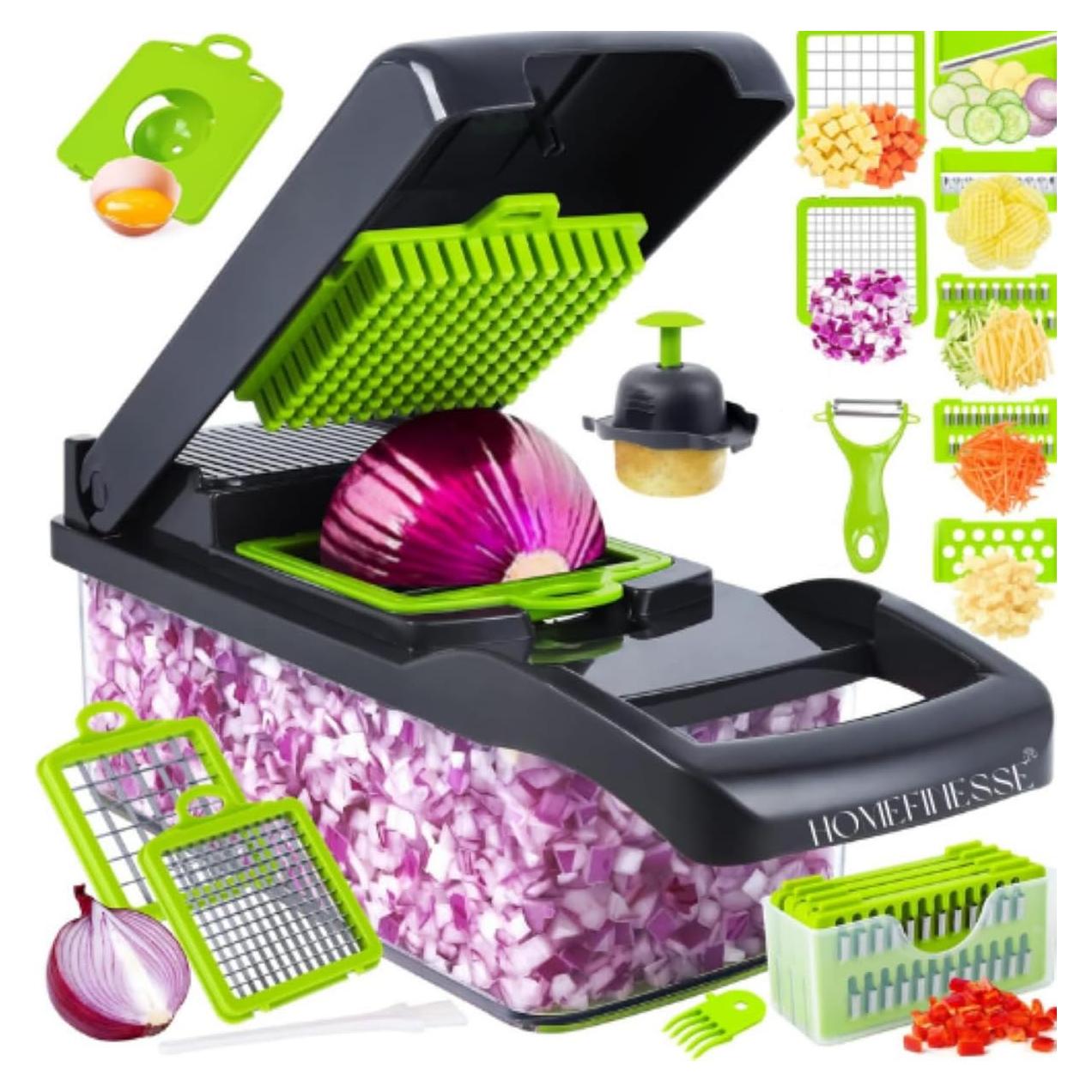 Cortador de Verduras HOMEFINESSE 16-en-1 con Cuchillas Intercambiables