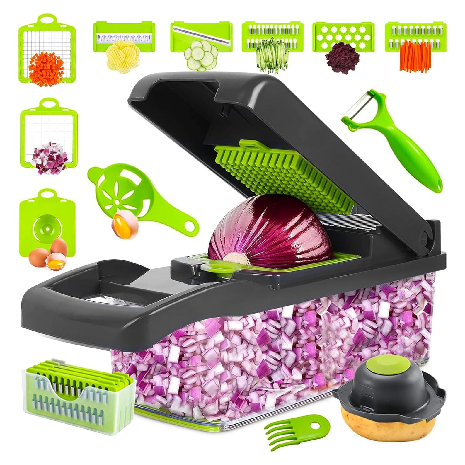 Cortador de Verduras 16-en-1 Kitchenvelly con 8 Cuchillas
