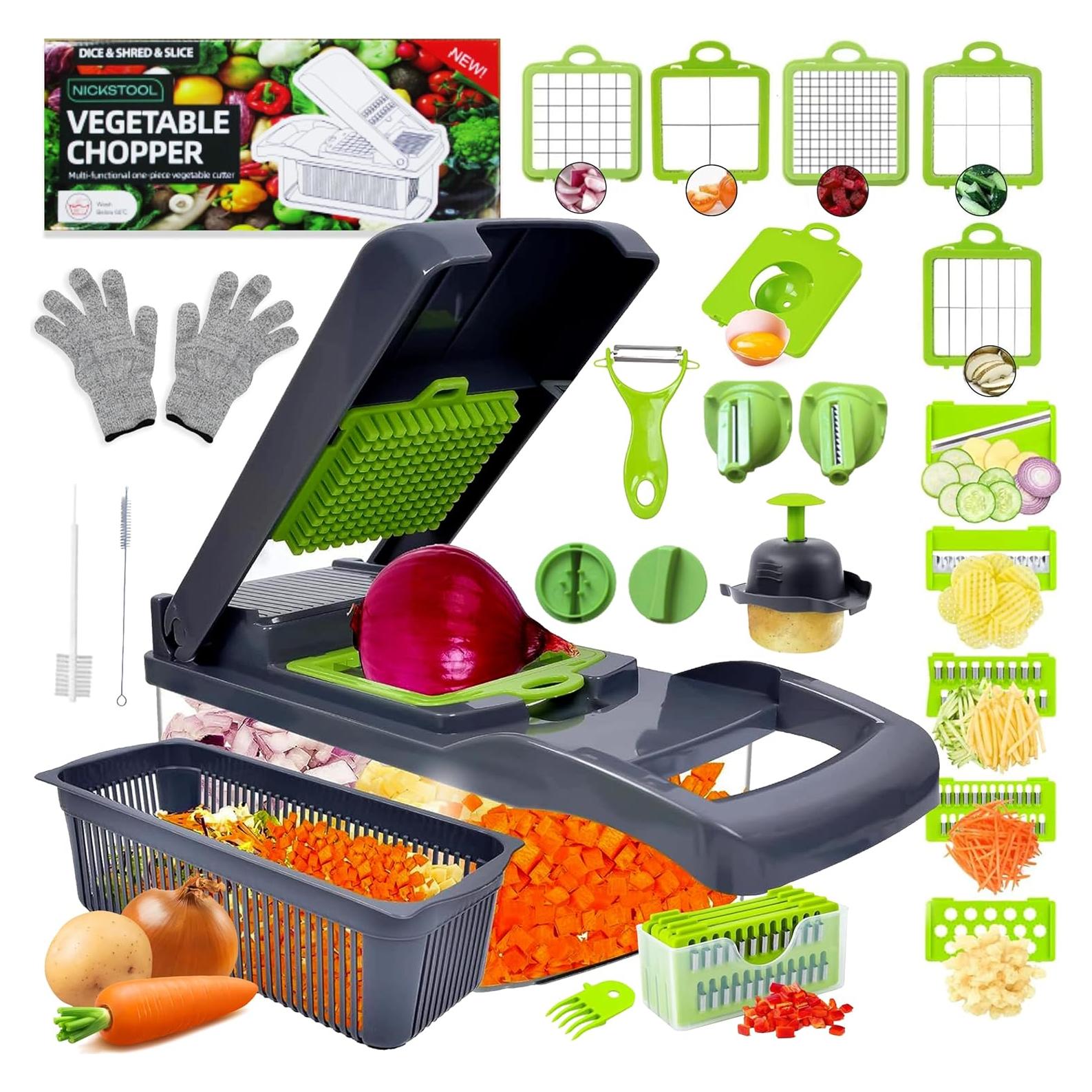 Picador de Verduras NICKSTOOL 26 en 1 Acero Inoxidable Verde