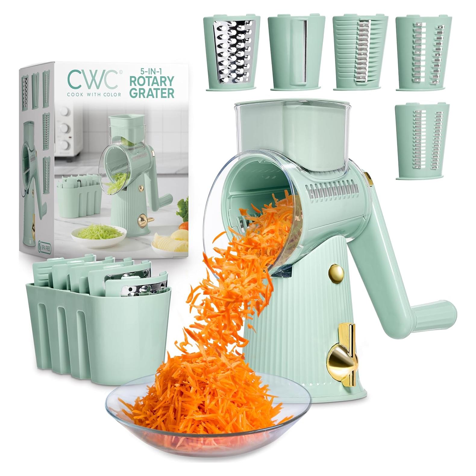 Rallador de Queso Rotatorio COOK WITH COLOR 5 Cuchillas Salvia