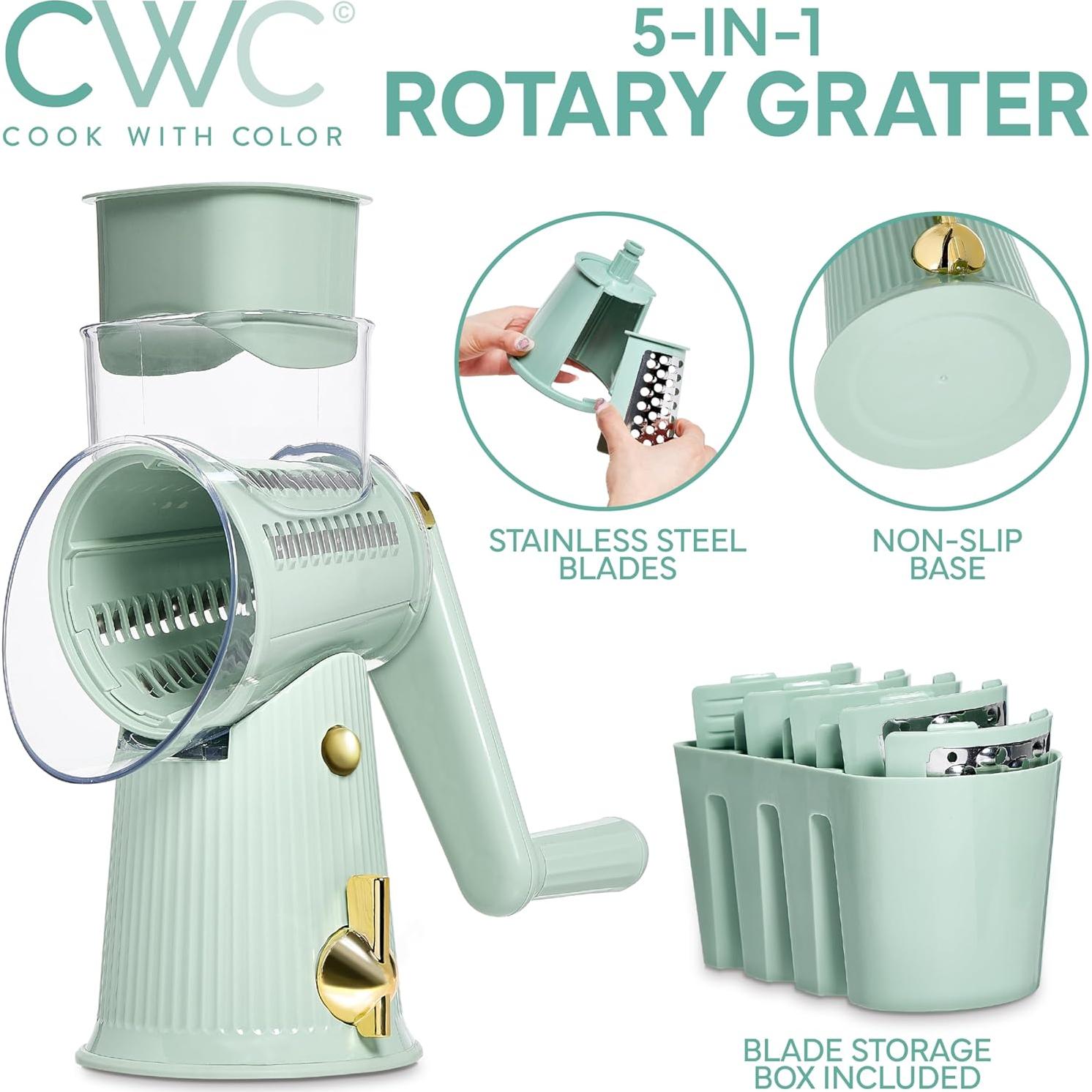 Rallador de Queso Rotatorio COOK WITH COLOR 5 Cuchillas Salvia