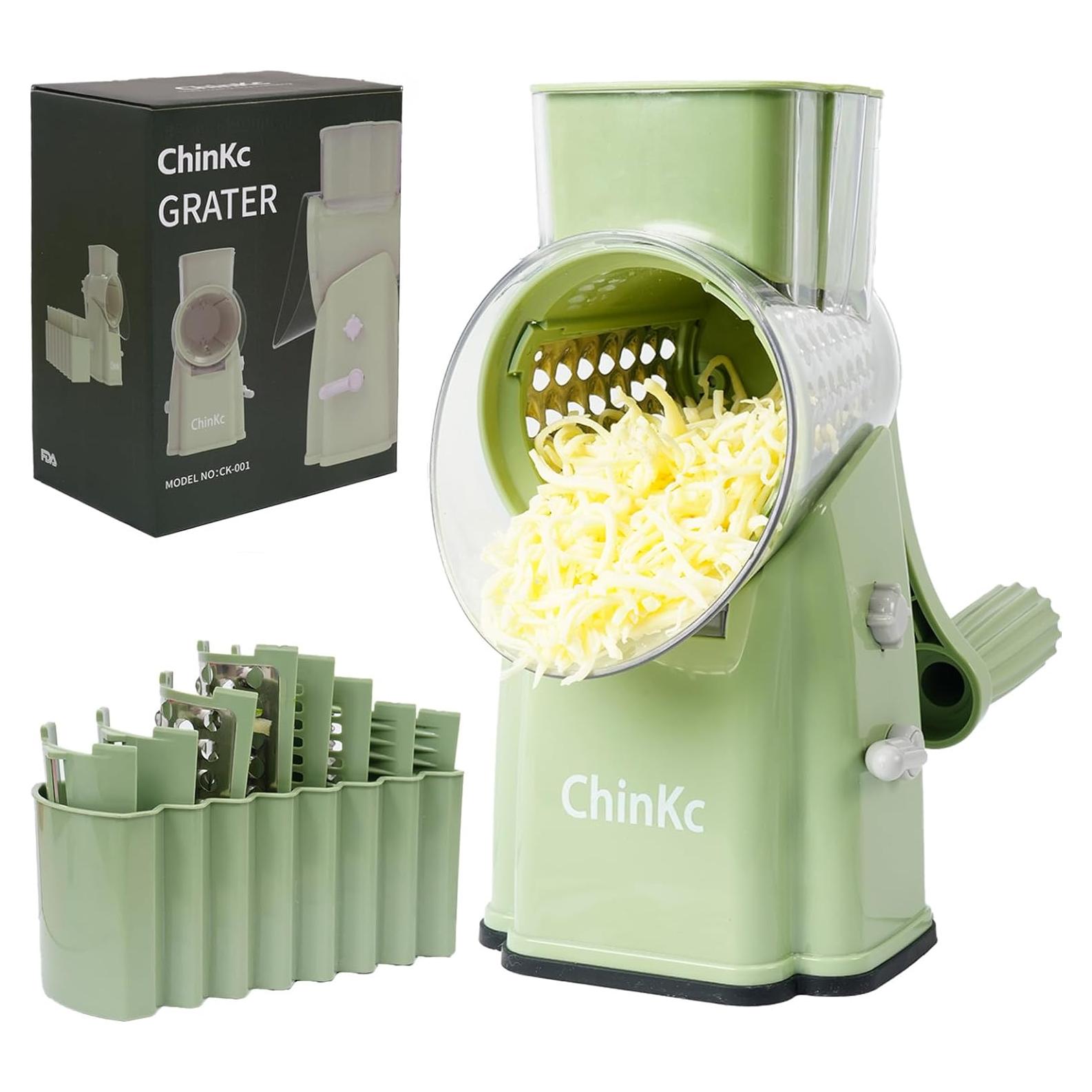 Rallador Rotativo 5 en 1 ChinKc Verde con Cuchillas Intercambiables