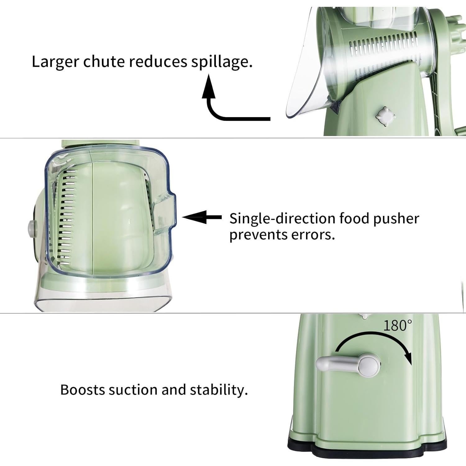 Rallador Rotativo 5 en 1 ChinKc Verde con Cuchillas Intercambiables