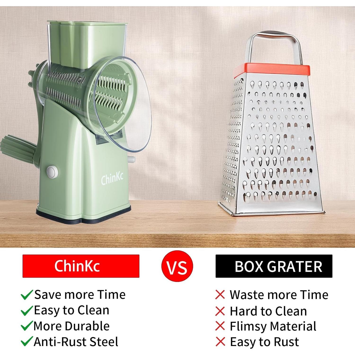 Rallador Rotativo 5 en 1 ChinKc Verde con Cuchillas Intercambiables