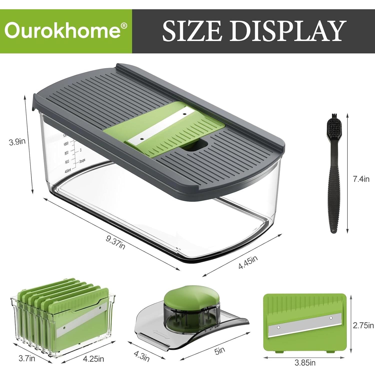 Cortadora de Mandolina Ourokhome 6 Cuchillas Acero Inoxidable