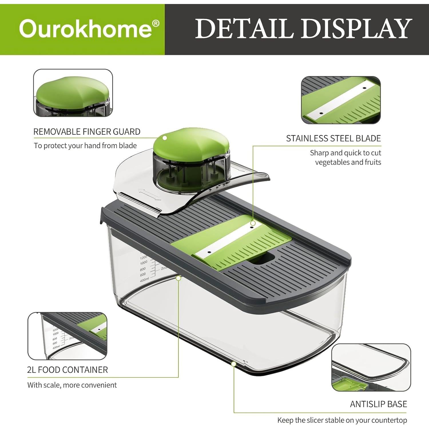 Cortadora de Mandolina Ourokhome 6 Cuchillas Acero Inoxidable