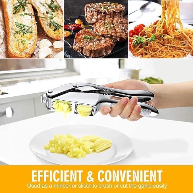 Prensa de Ajo y Picadora 2 en 1 Genérico - Aluminio, Apta Lavavajillas