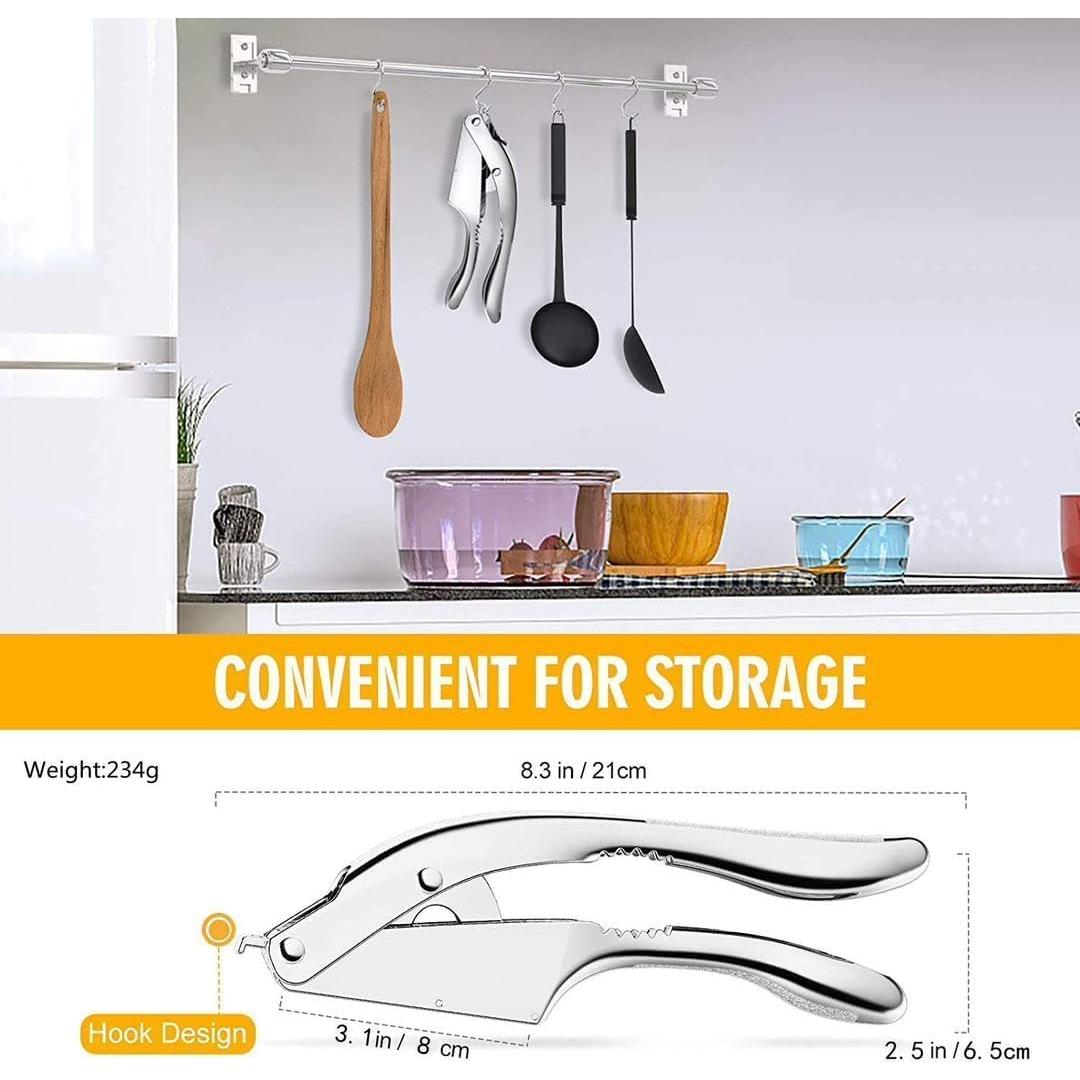 Prensa de Ajo y Picadora 2 en 1 Genérico - Aluminio, Apta Lavavajillas