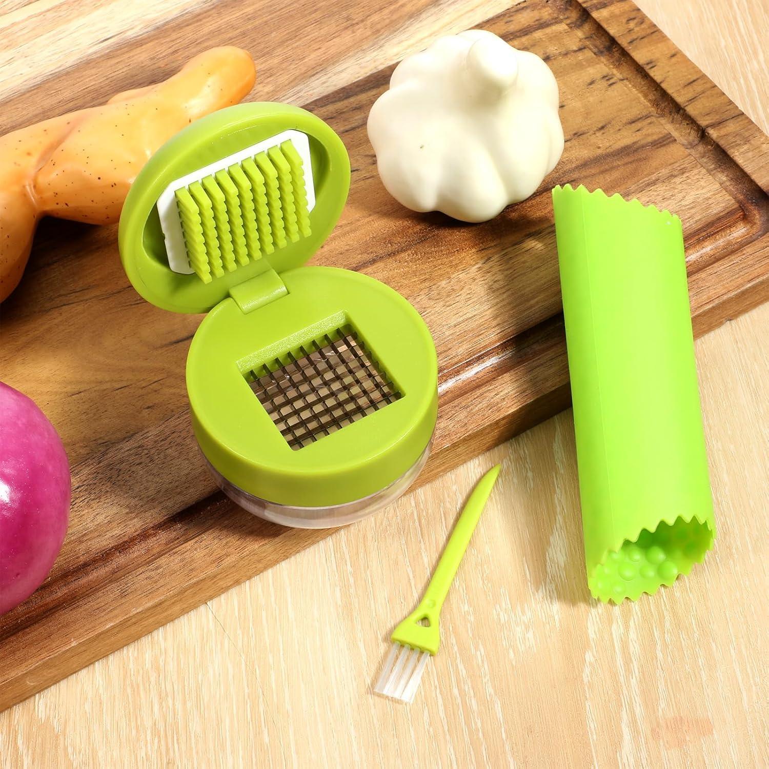 Juego de Prensadores de Ajo Ptwola Acero Inoxidable Verde