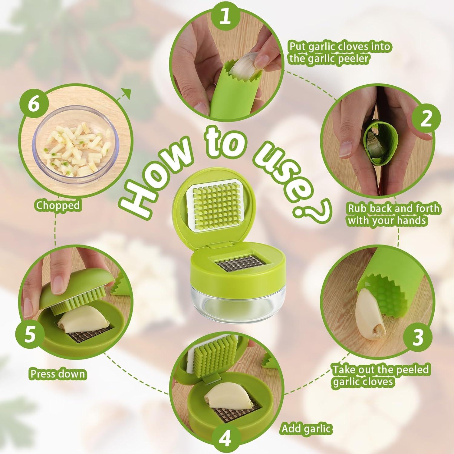 Juego de Prensadores de Ajo Ptwola Acero Inoxidable Verde