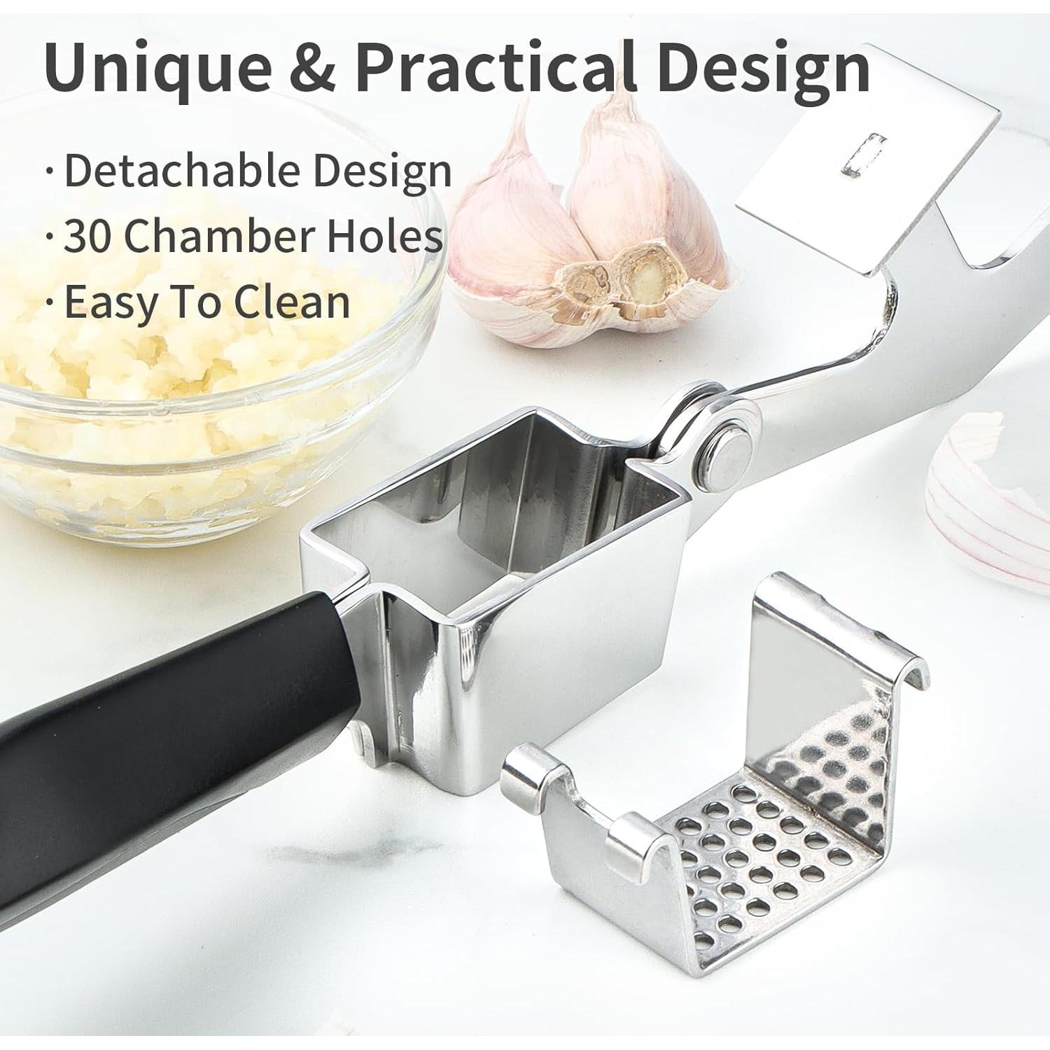 Prensa de Ajo Balamno de Acero Inoxidable 21 cm, Apta para Lavavajillas