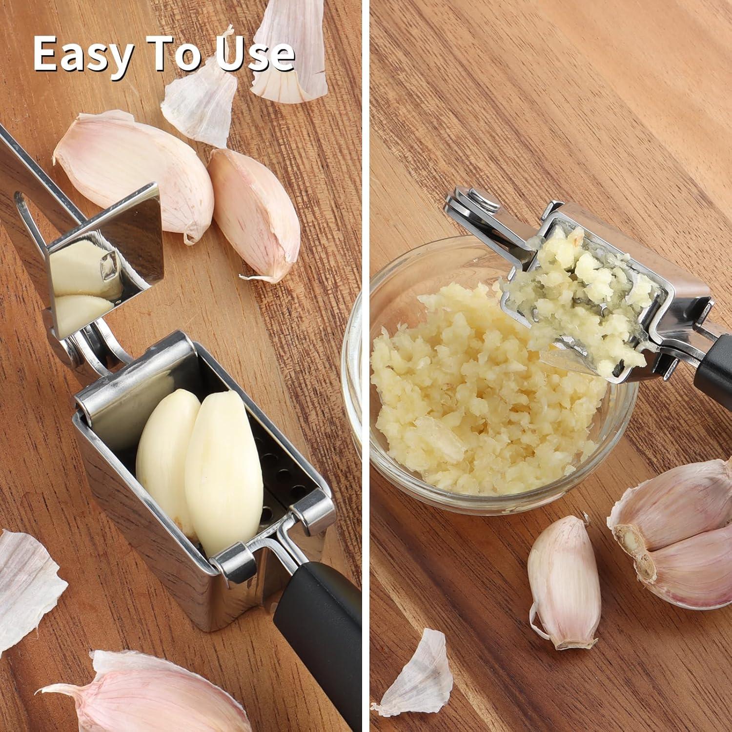 Prensa de Ajo Balamno de Acero Inoxidable 21 cm, Apta para Lavavajillas