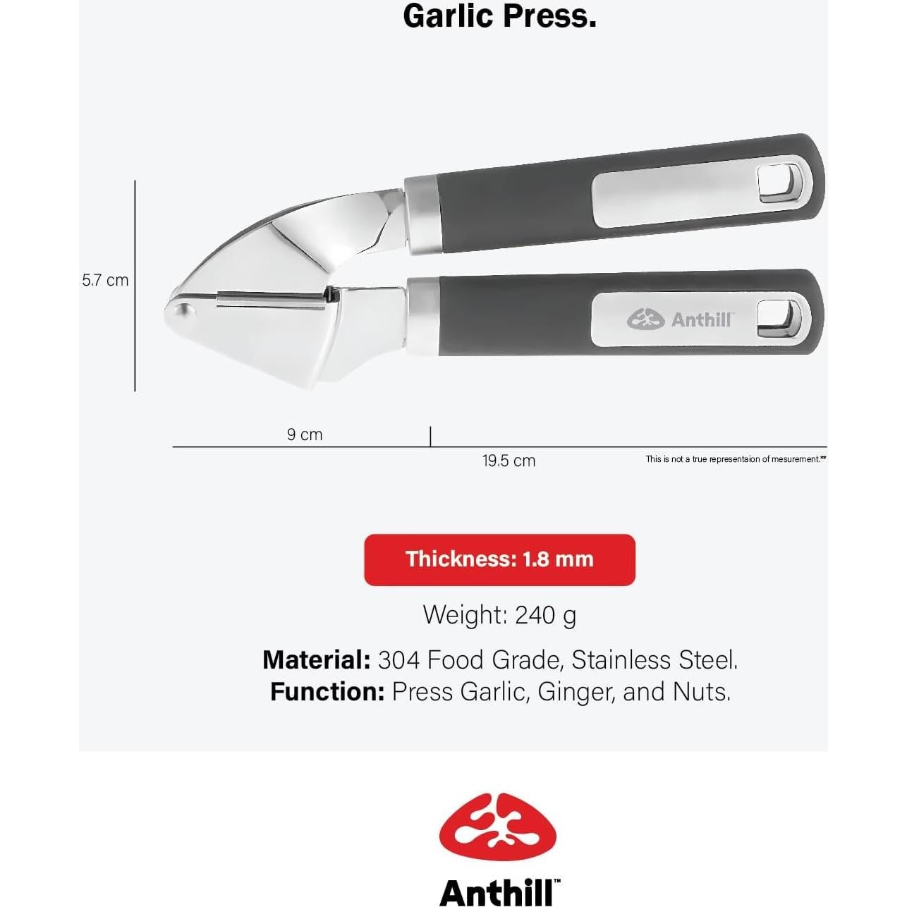 Prensa de Ajo Gourmet Easy - Acero Inoxidable 304 - Fácil Limpieza