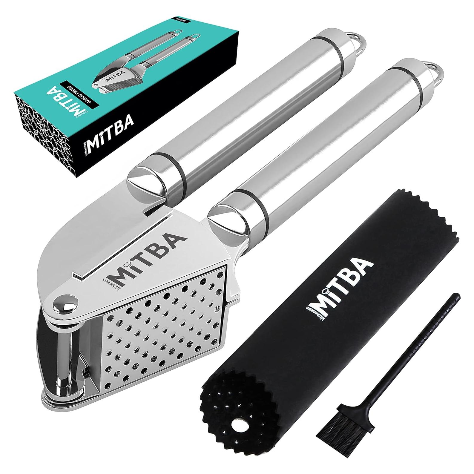 Prensa de Ajo MiTBA Acero Inoxidable con Pelador y Cepillo