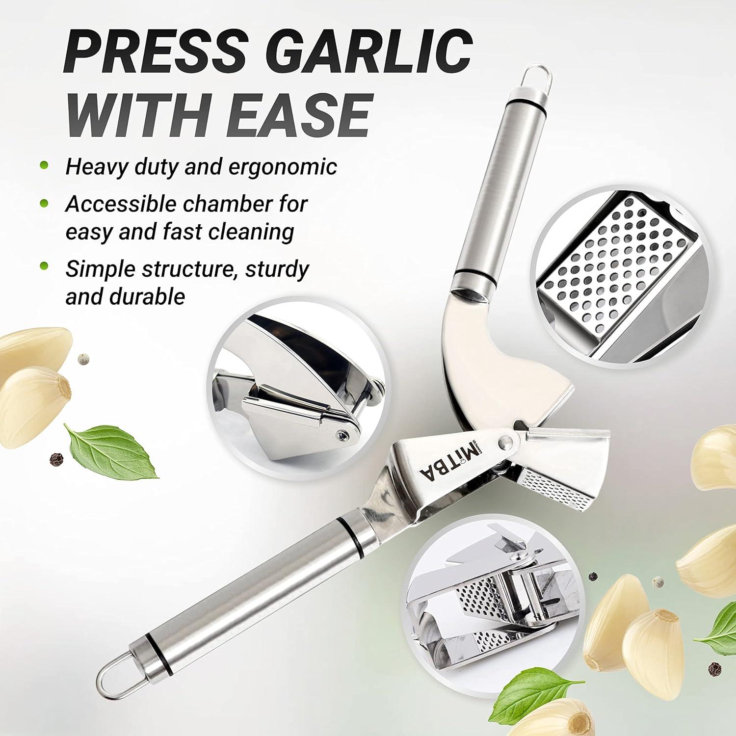 Prensa de Ajo MiTBA Acero Inoxidable con Pelador y Cepillo