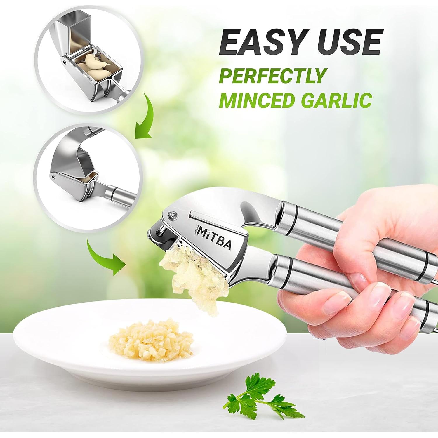 Prensa de Ajo MiTBA Acero Inoxidable con Pelador y Cepillo