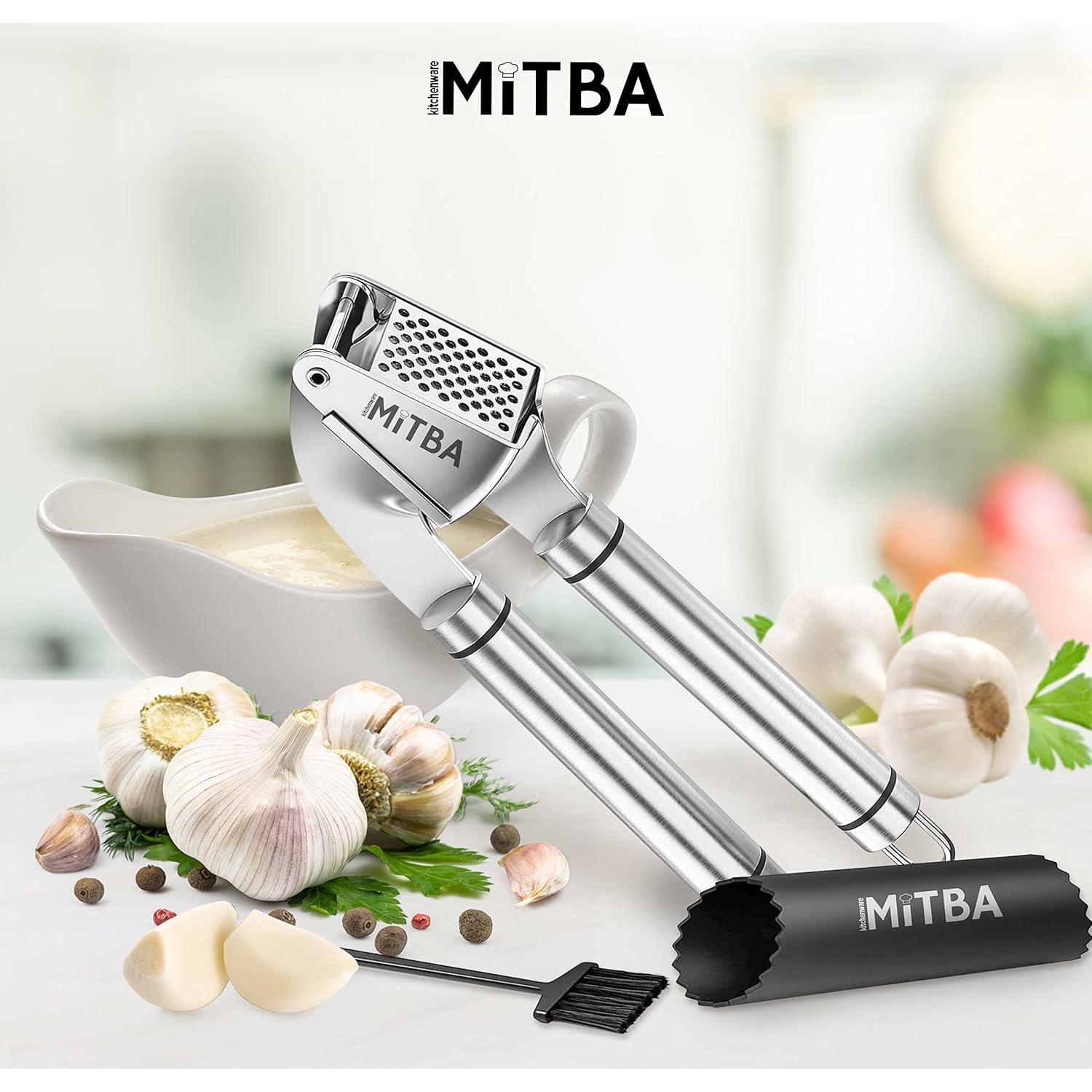 Prensa de Ajo MiTBA Acero Inoxidable con Pelador y Cepillo