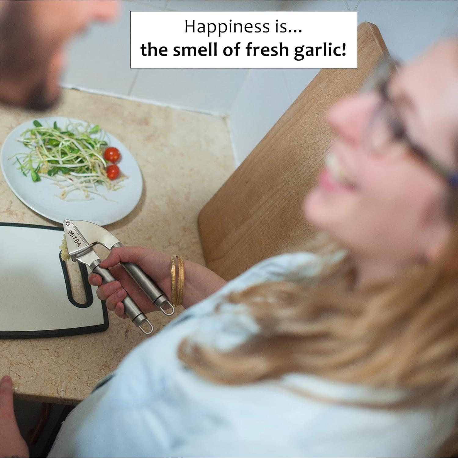 Prensa de Ajo MiTBA Acero Inoxidable con Pelador y Cepillo