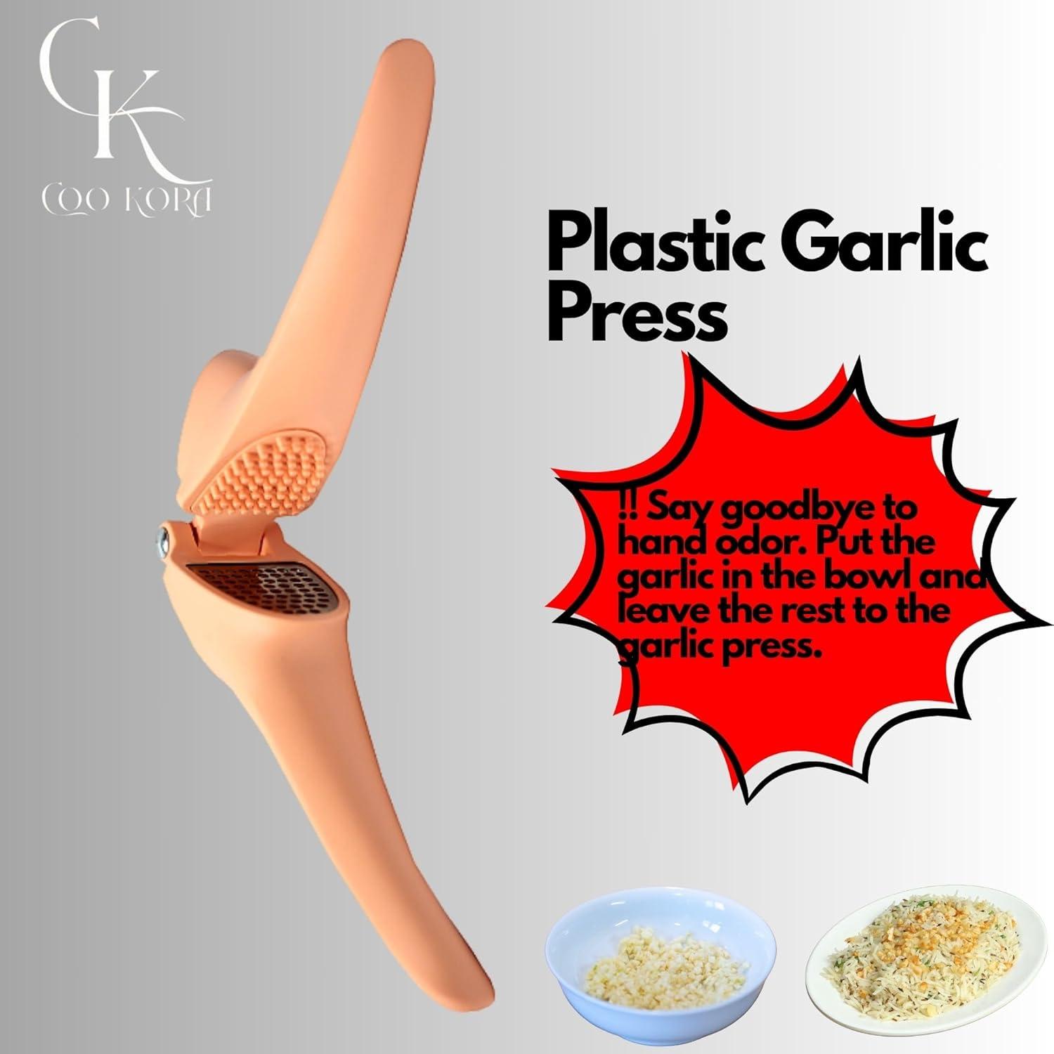 Prensa de Ajo Manual COO KORA de Plástico Salmón 18 cm