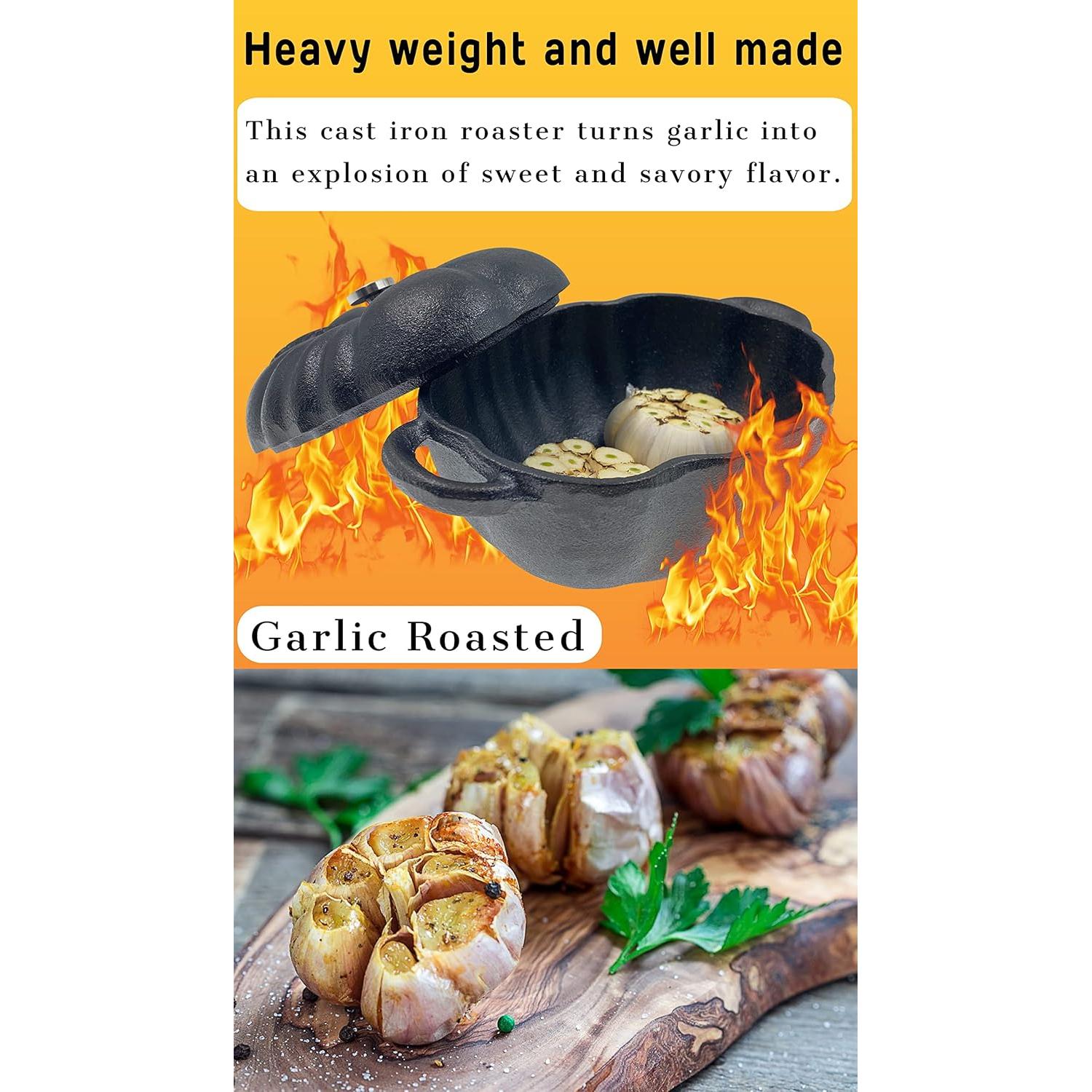 Asador de Ajo AOKDEER de Hierro Fundido Pre-Sazonado 21x13 cm