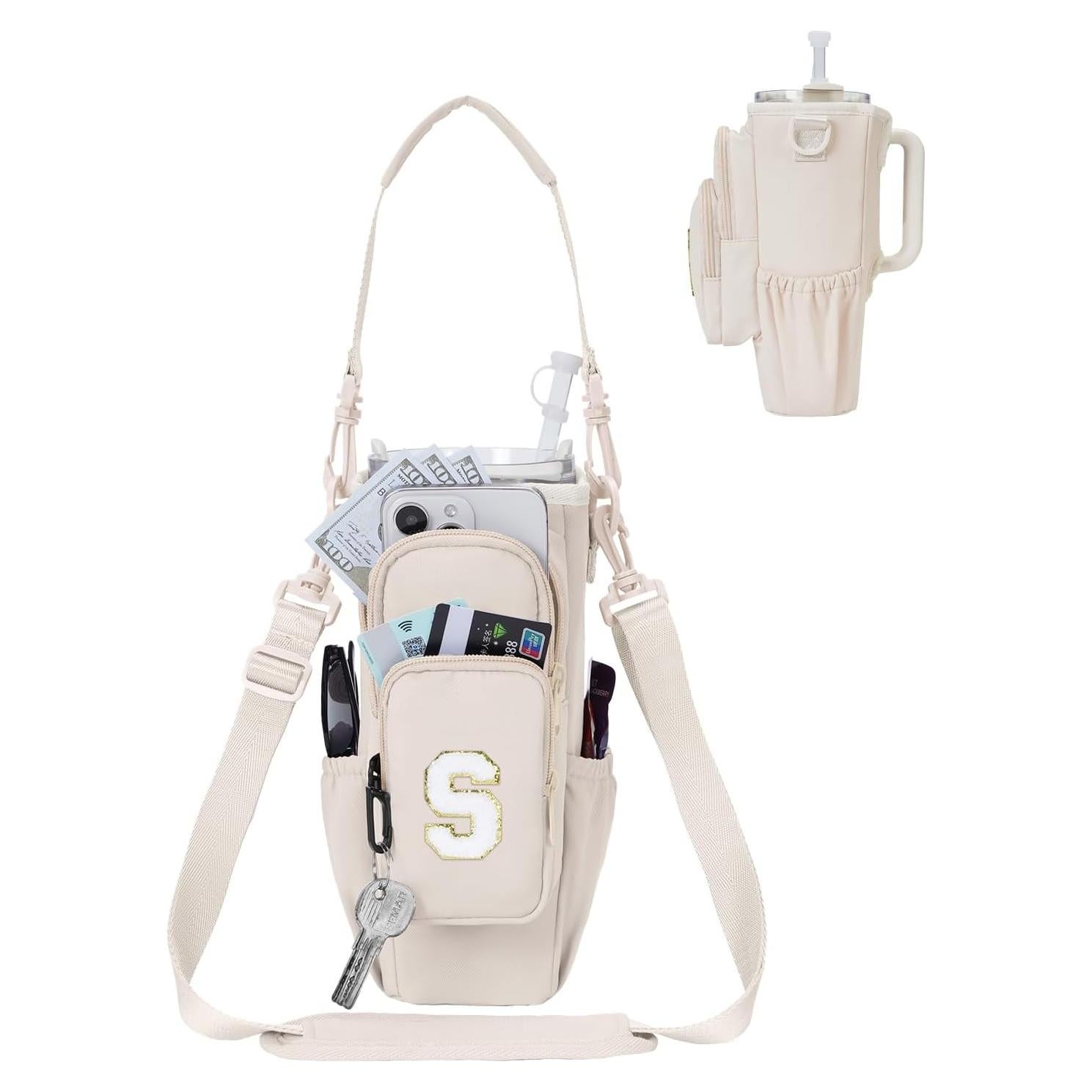 Bolsa Portabotellas de Agua Sportsnew con Iniciales - Beige