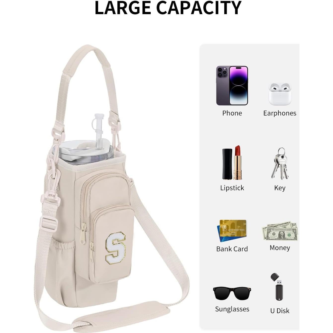 Bolsa Portabotellas de Agua Sportsnew con Iniciales - Beige