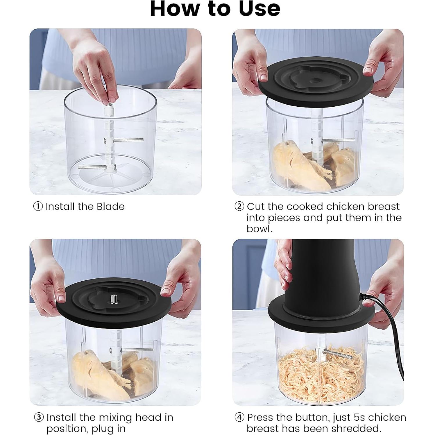 Desgarrador de Pollo Eléctrico Didforu 250W con Molinillo