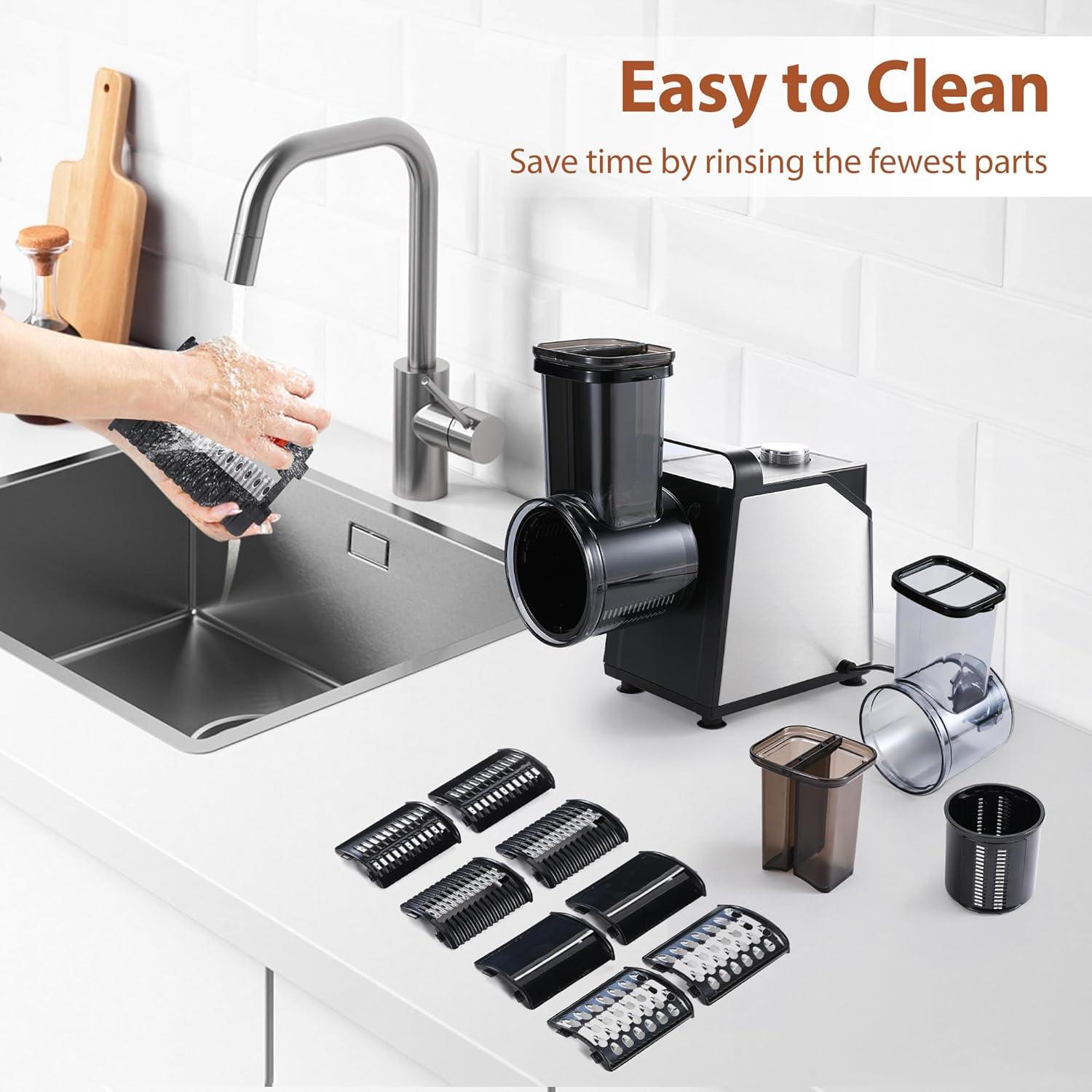 Rallador de Queso Eléctrico FSTAFAMY 250W 5 en 1 Multifuncional