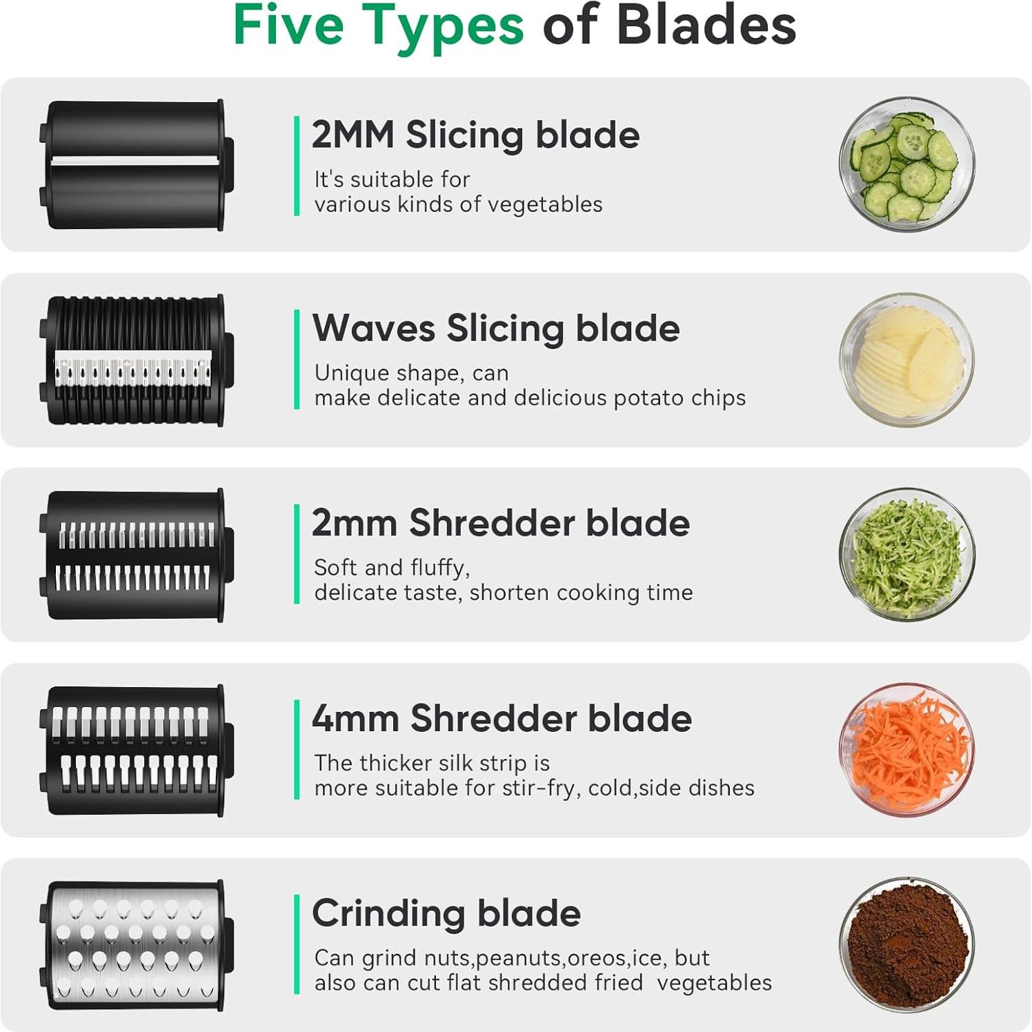 Rallador de Queso Eléctrico BMSX 250W con 5 Cuchillas