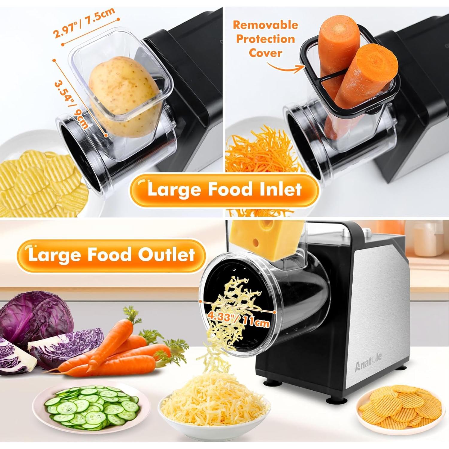 Rallador Eléctrico Anatole 7 en 1 Acero Inoxidable 250W