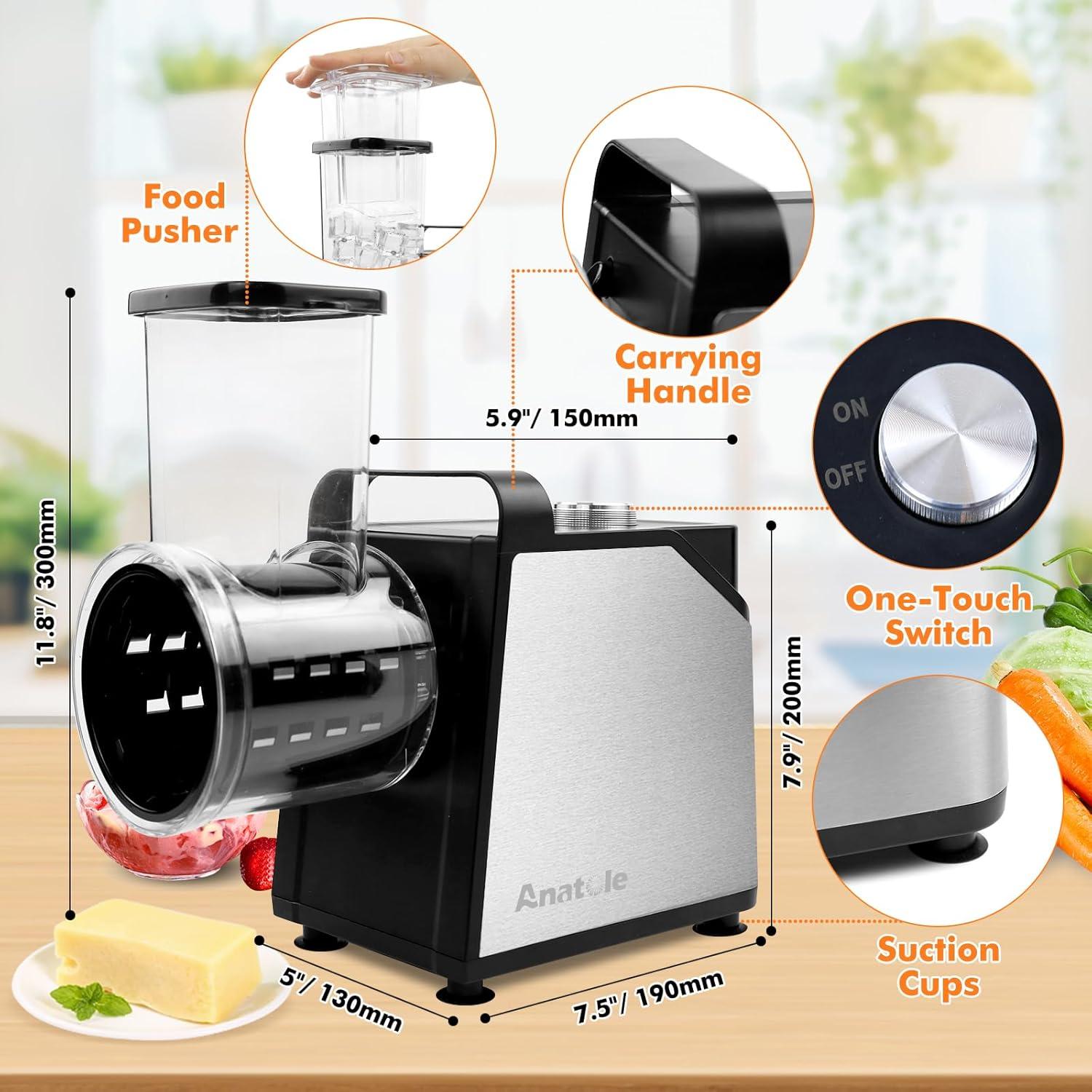 Rallador Eléctrico Anatole 7 en 1 Acero Inoxidable 250W