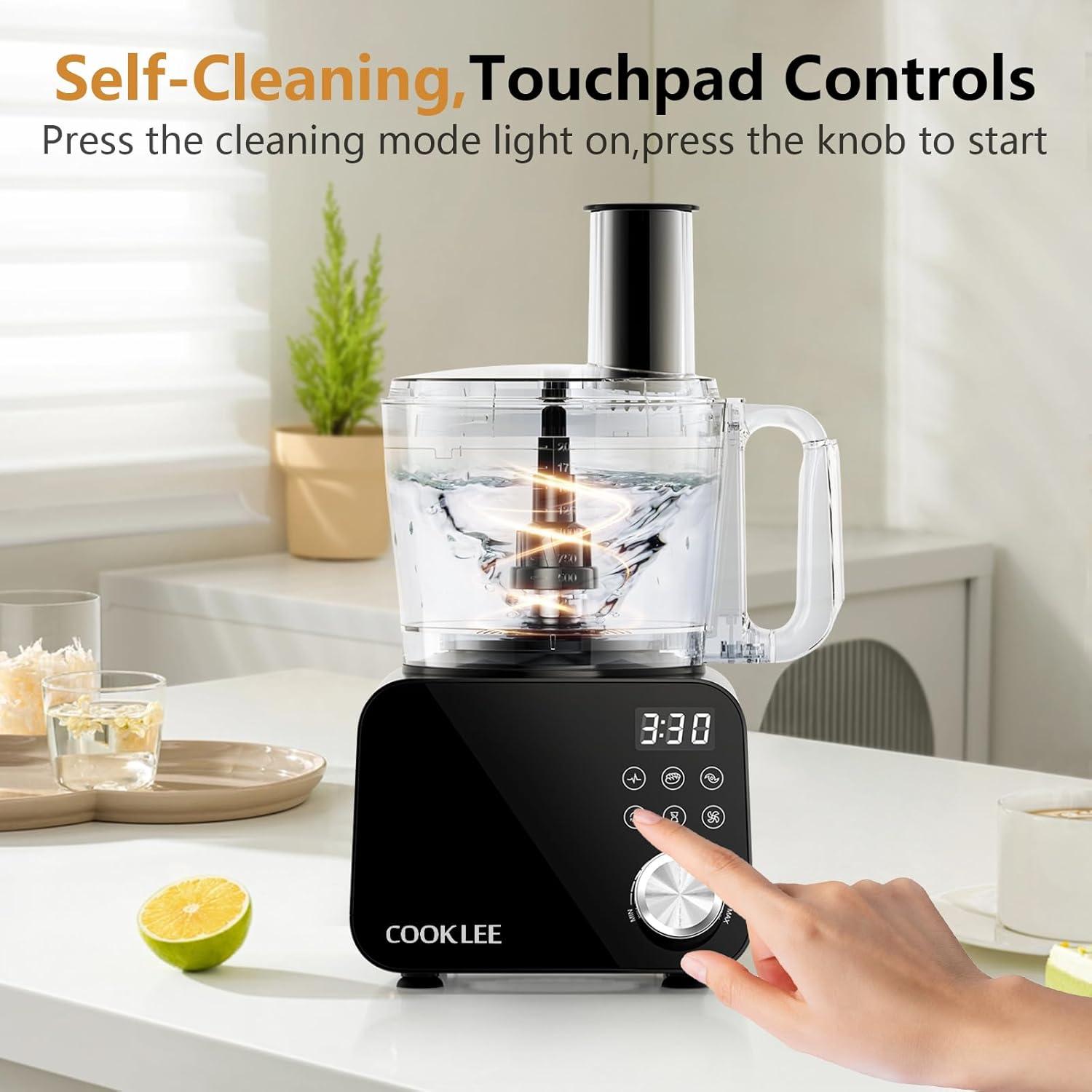 Procesador de Alimentos COOKLEE 600W 12 Tazas 6 Funciones Negro