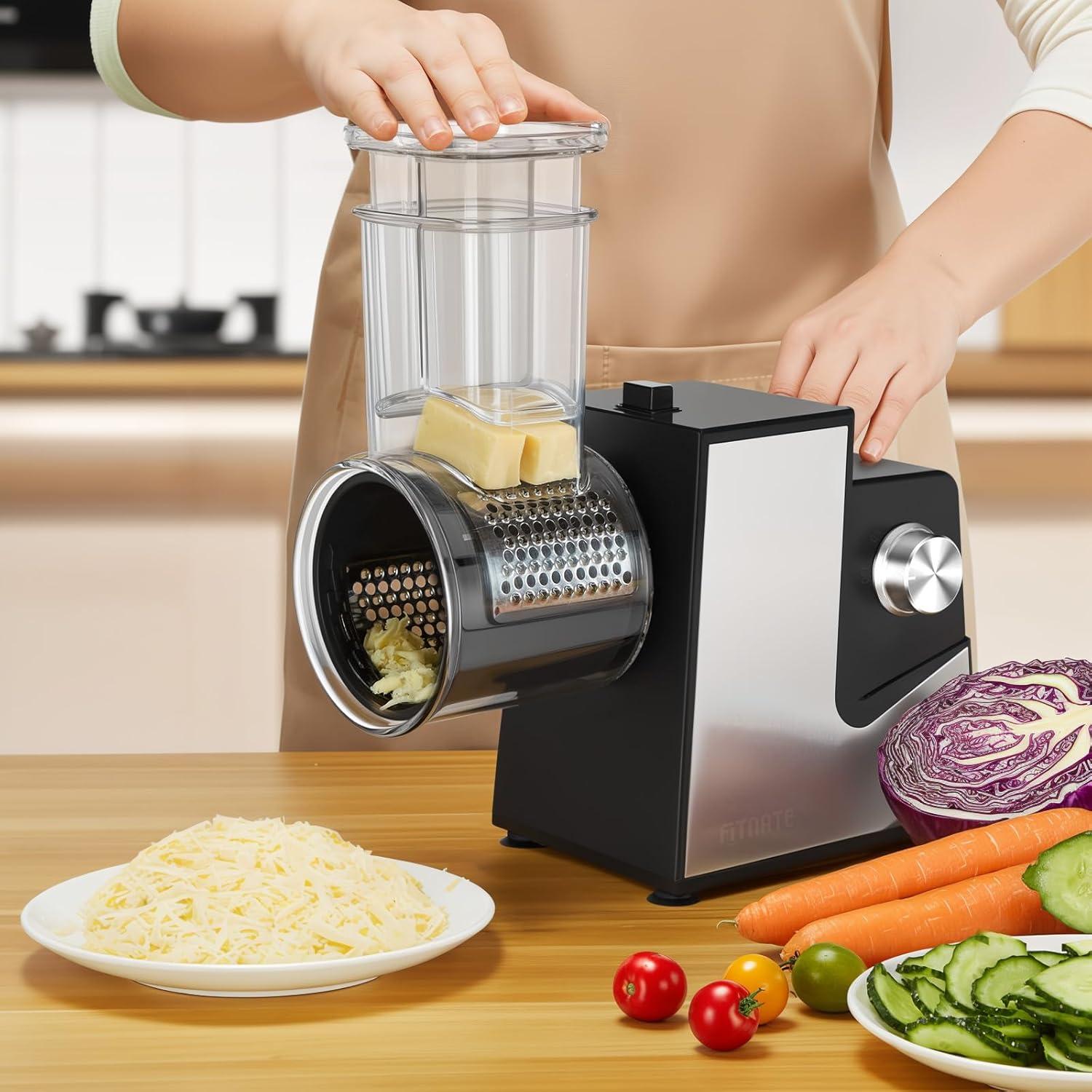 Rallador de Queso Eléctrico FITNATE 250W con 5 Cuchillas