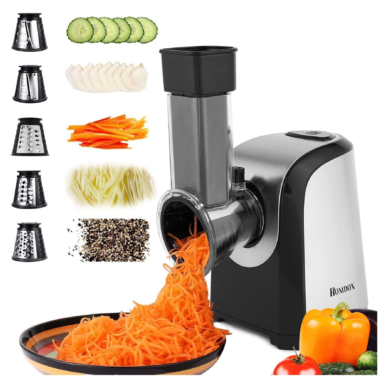 Rallador de Queso Eléctrico Homdox 150W 5 en 1 con Accesorios