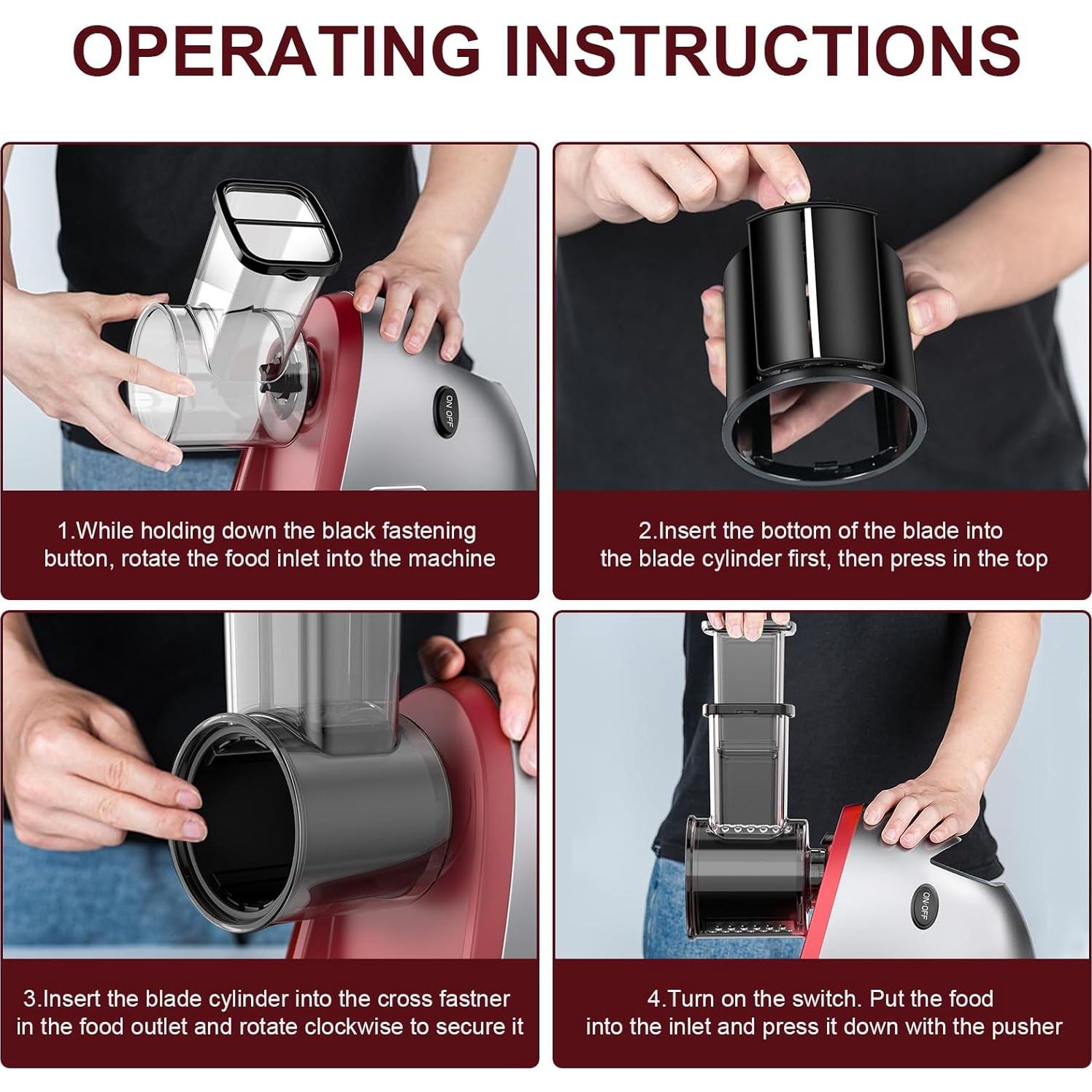 Rallador Eléctrico NZINZI 250W 6 Cuchillas para Cocina