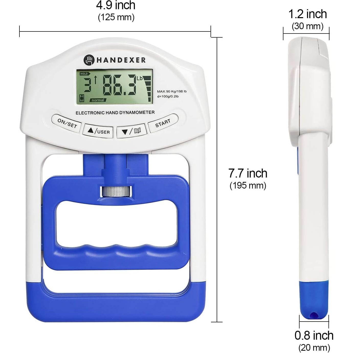 Dinamómetro de Mano Digital Handexer 120kg con Pantalla LCD