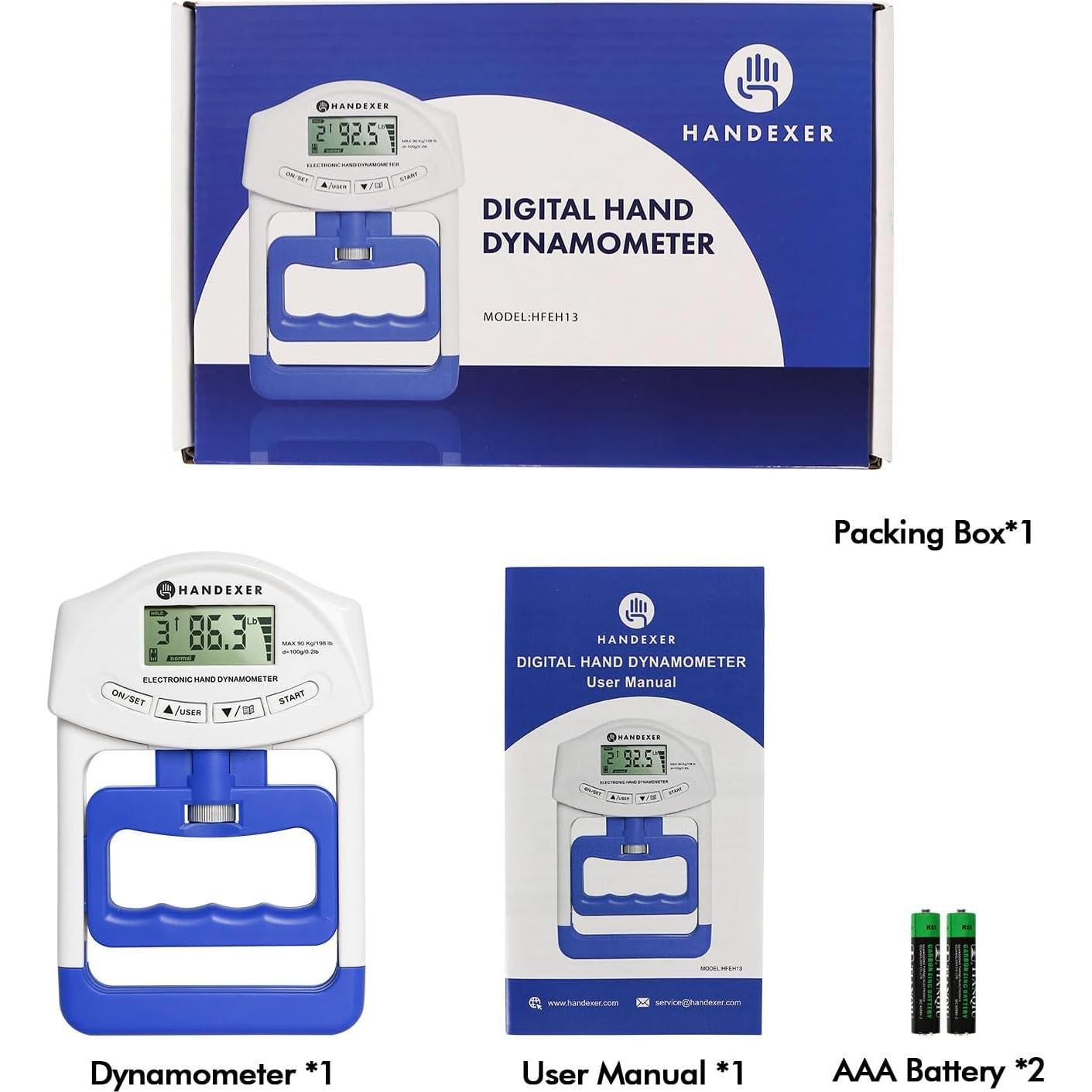 Dinamómetro de Mano Digital Handexer 120kg con Pantalla LCD