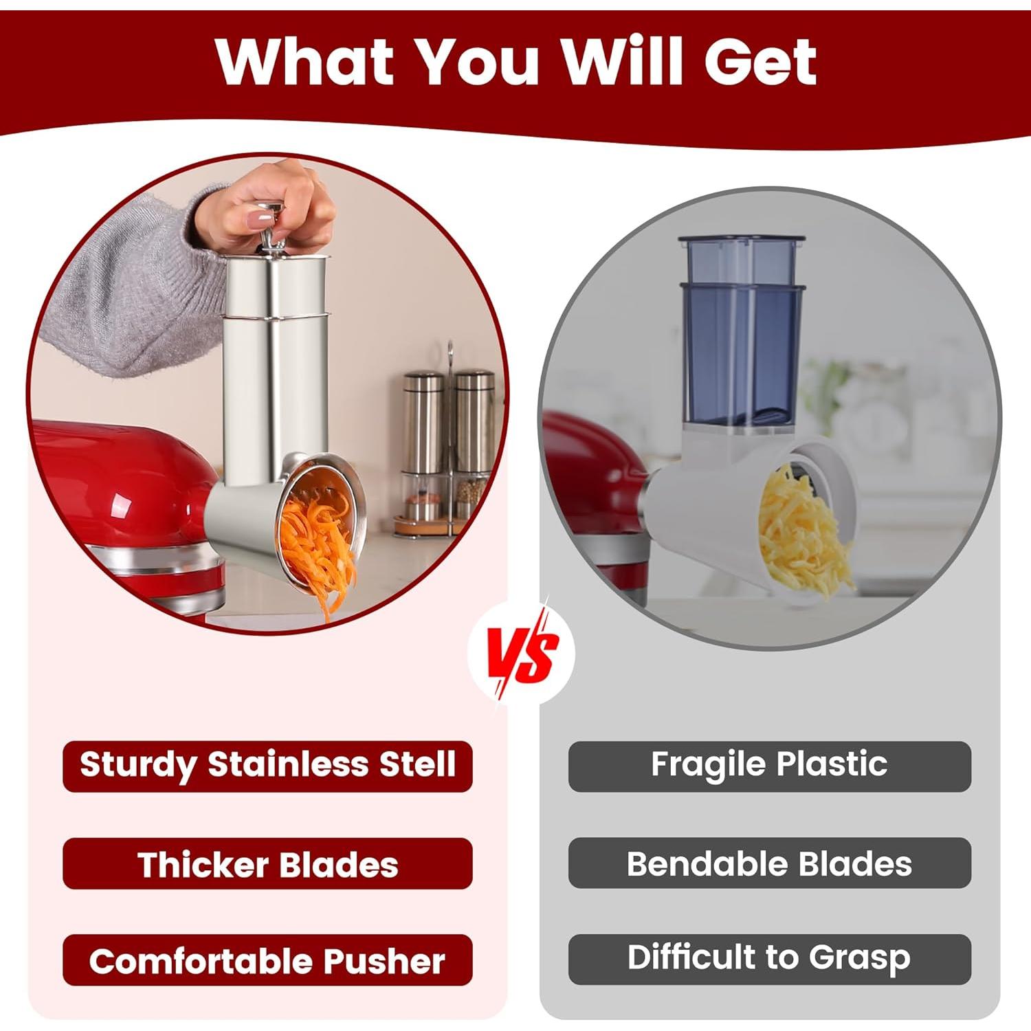 Accesorio Rallador y Rebanador de Acero Inoxidable Rafbar para KitchenAid - 4 Cuchillas