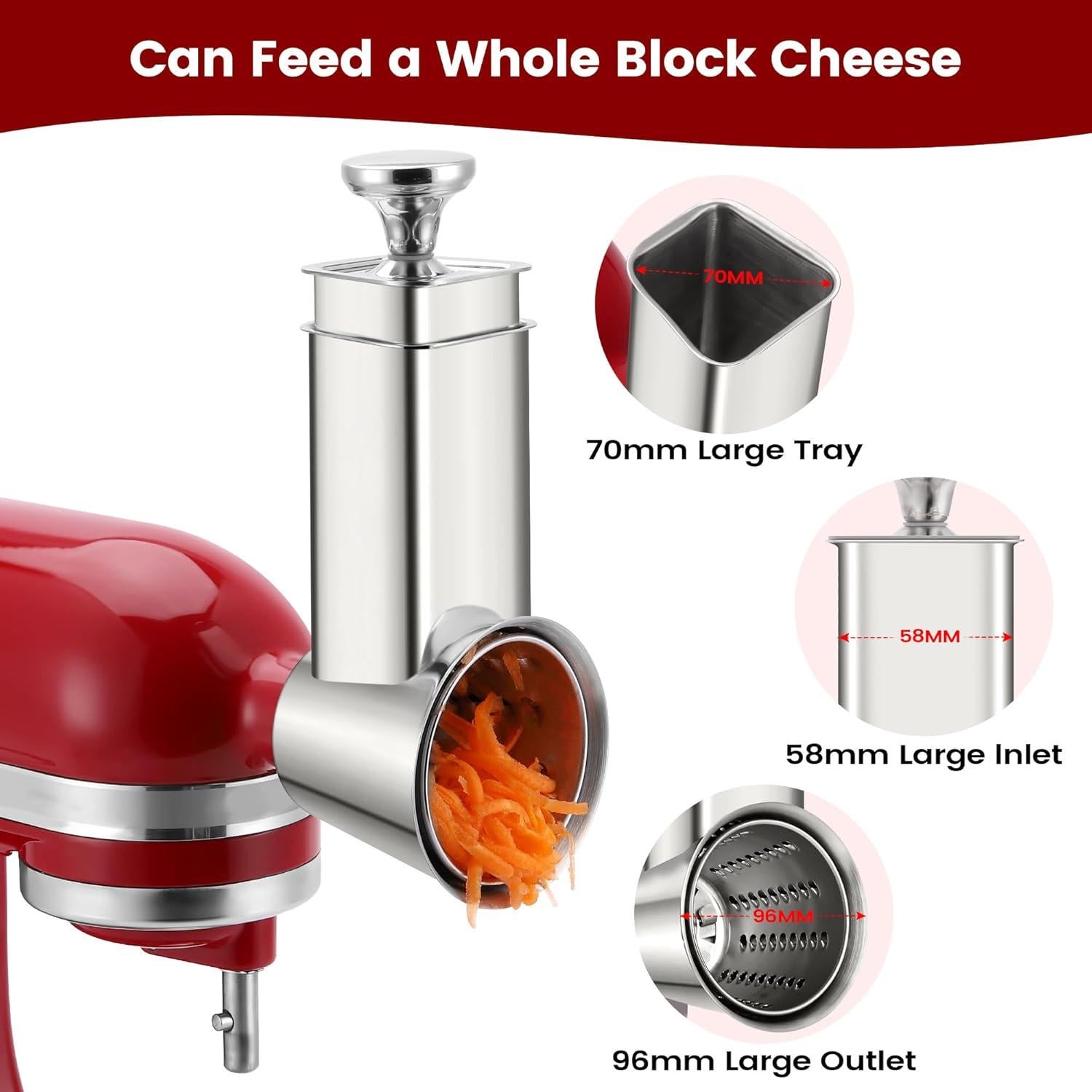 Accesorio Rallador y Rebanador de Acero Inoxidable Rafbar para KitchenAid - 4 Cuchillas