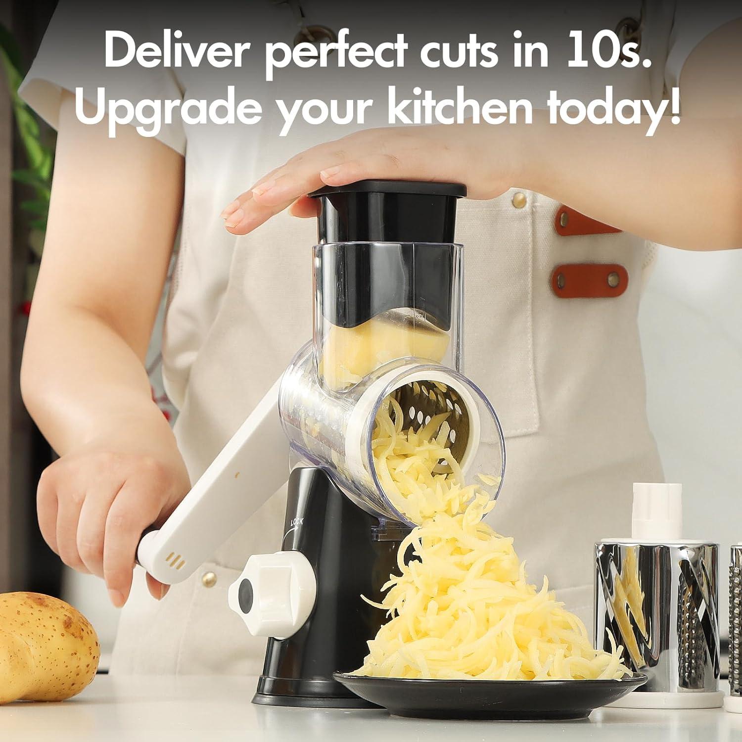 Rallador de Queso de Manivela ANCEVSK 3 en 1 Acero Inoxidable