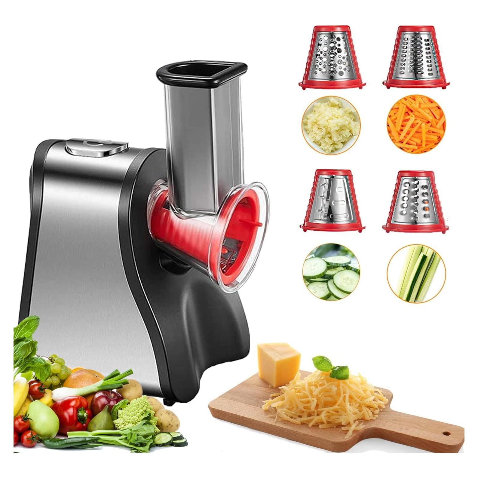 Rallador Eléctrico FOHERE para Verduras y Queso 150W Rojo