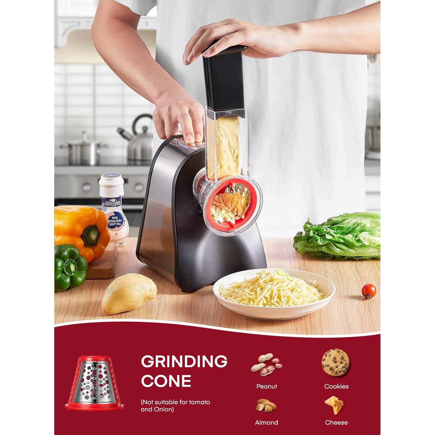 Rallador Eléctrico FOHERE para Verduras y Queso 150W Rojo
